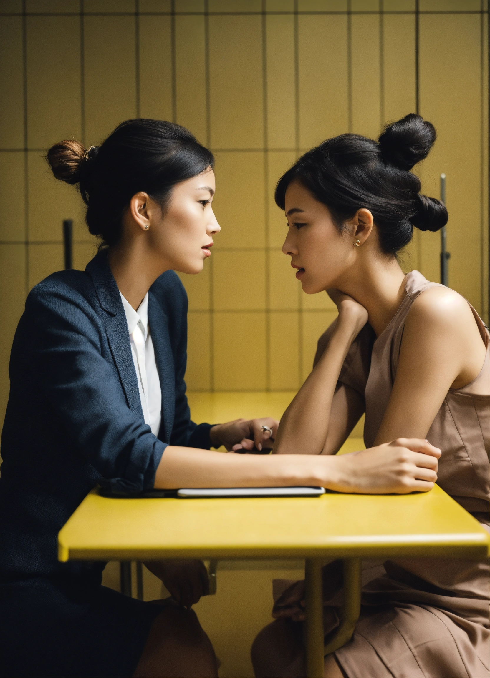 Lexica - Two women are talking each other have a head formed like a labtop