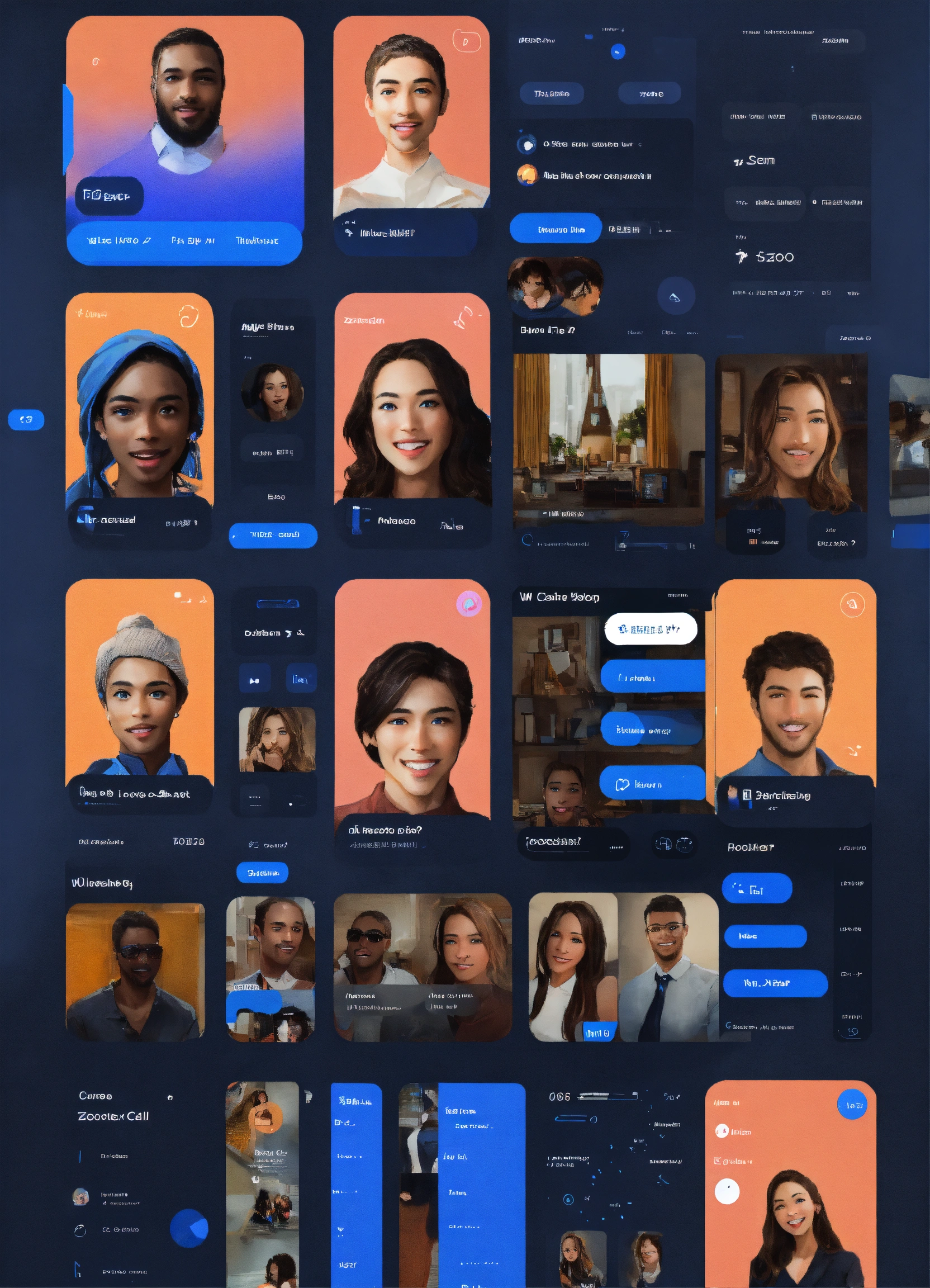 Lexica - Zoom call, ux/ui, blue, black