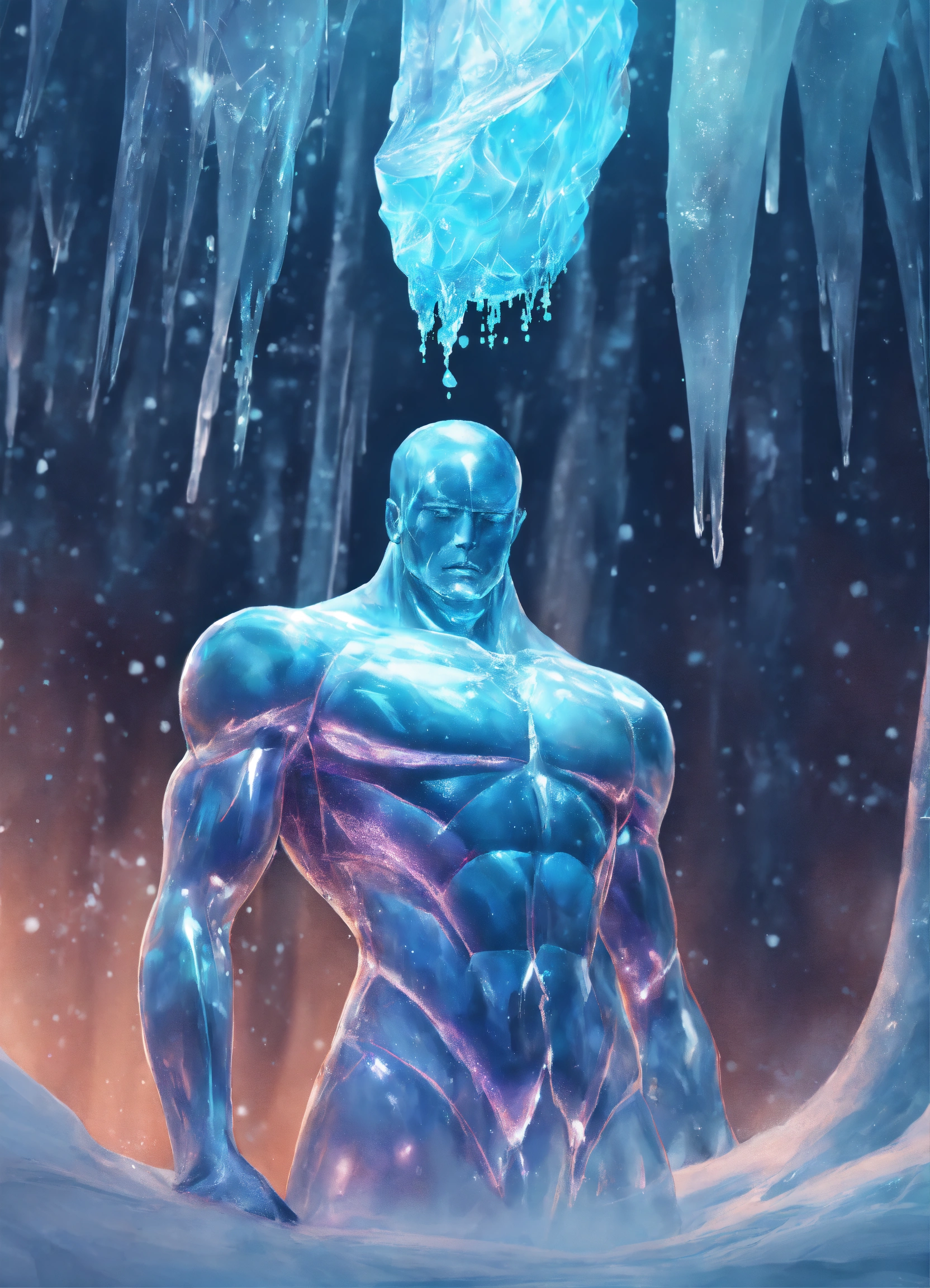 Lexica - Human frozen in ice, digital art, cocytus