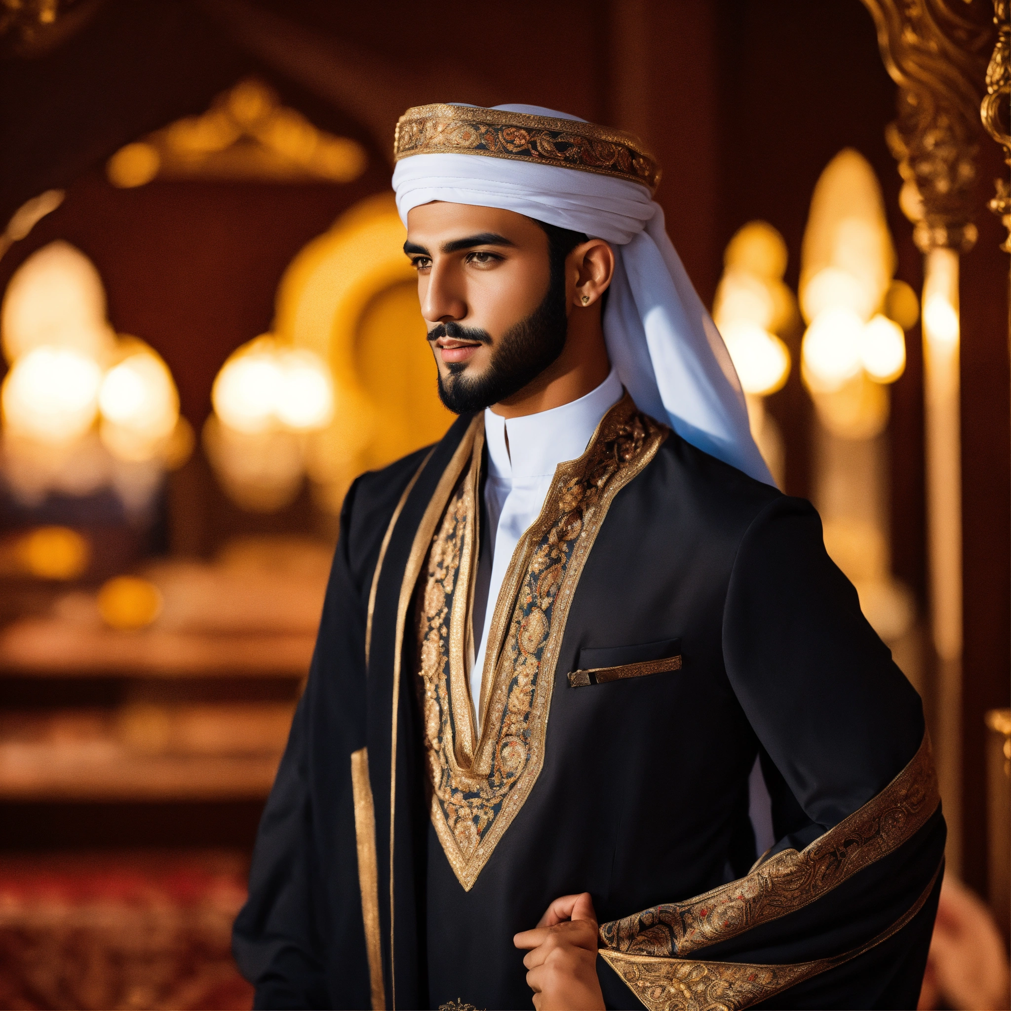 Lexica - Create an image showcasing the elegance of Arabian single man ...