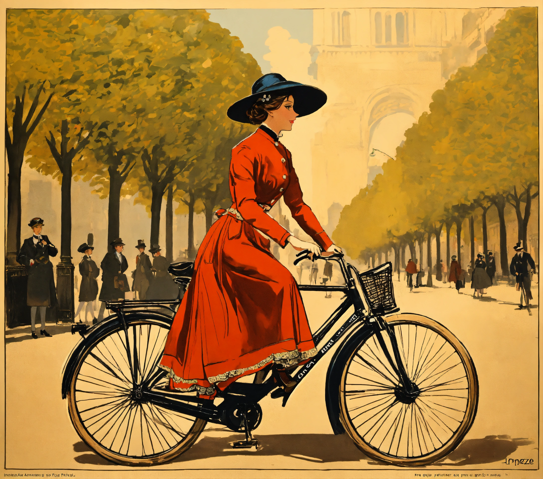 Publicité Ancienne New Departure Mfg. Co. (Bristol, CT) - Affiche Basket/vélo - Années 1920 - Originale