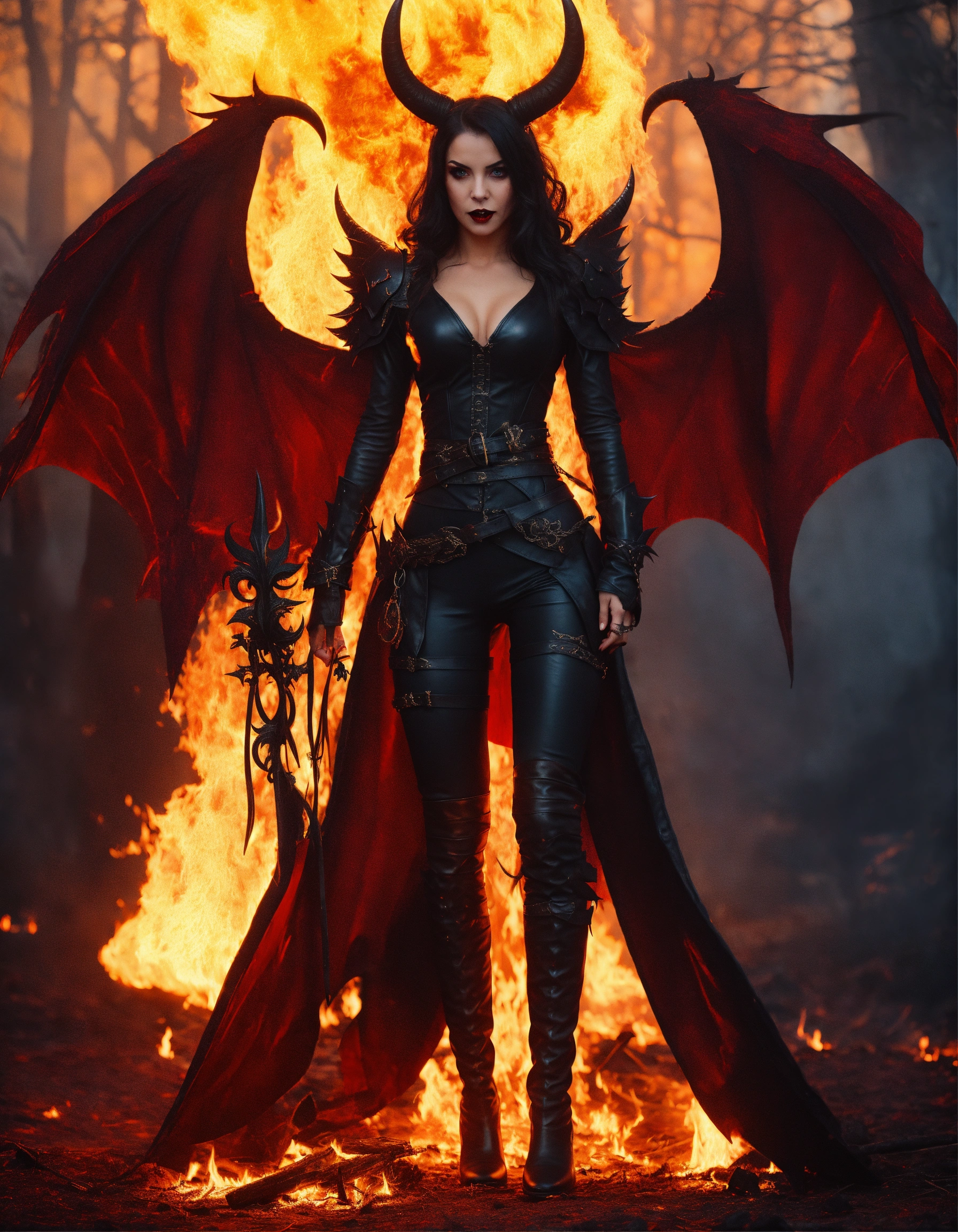 Lexica - Full body shot, devil vampire woman, from behind, tight yoga ...