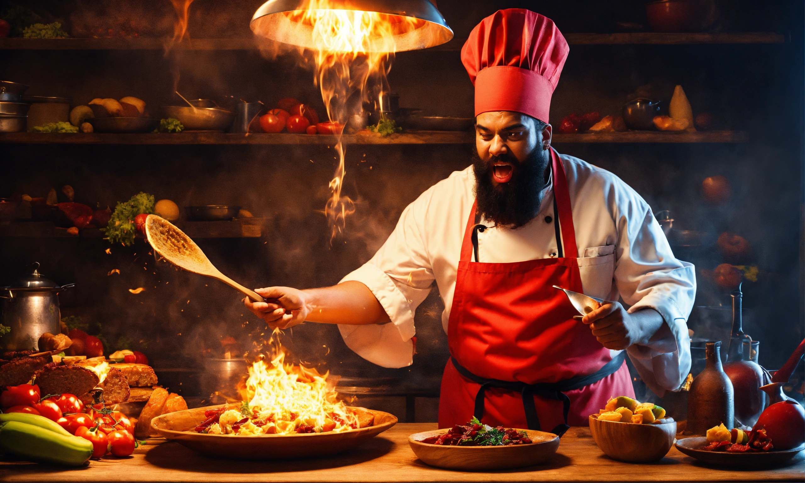 Lexica - Satan disguised as a chef casting his spell on the food