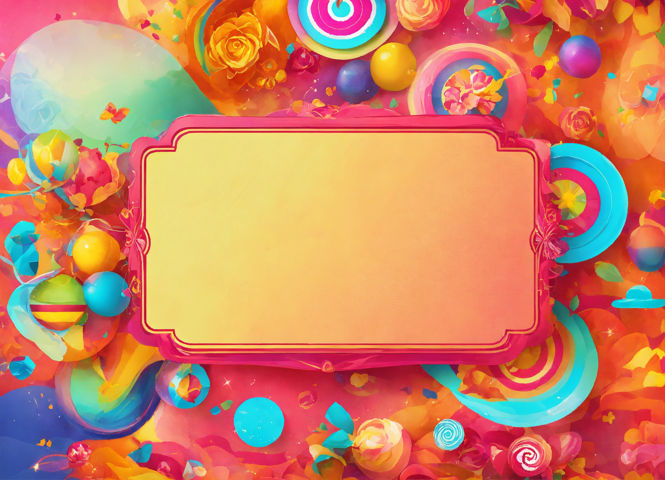 Lexica - Pretty fun background with label in middle, bright young colorful