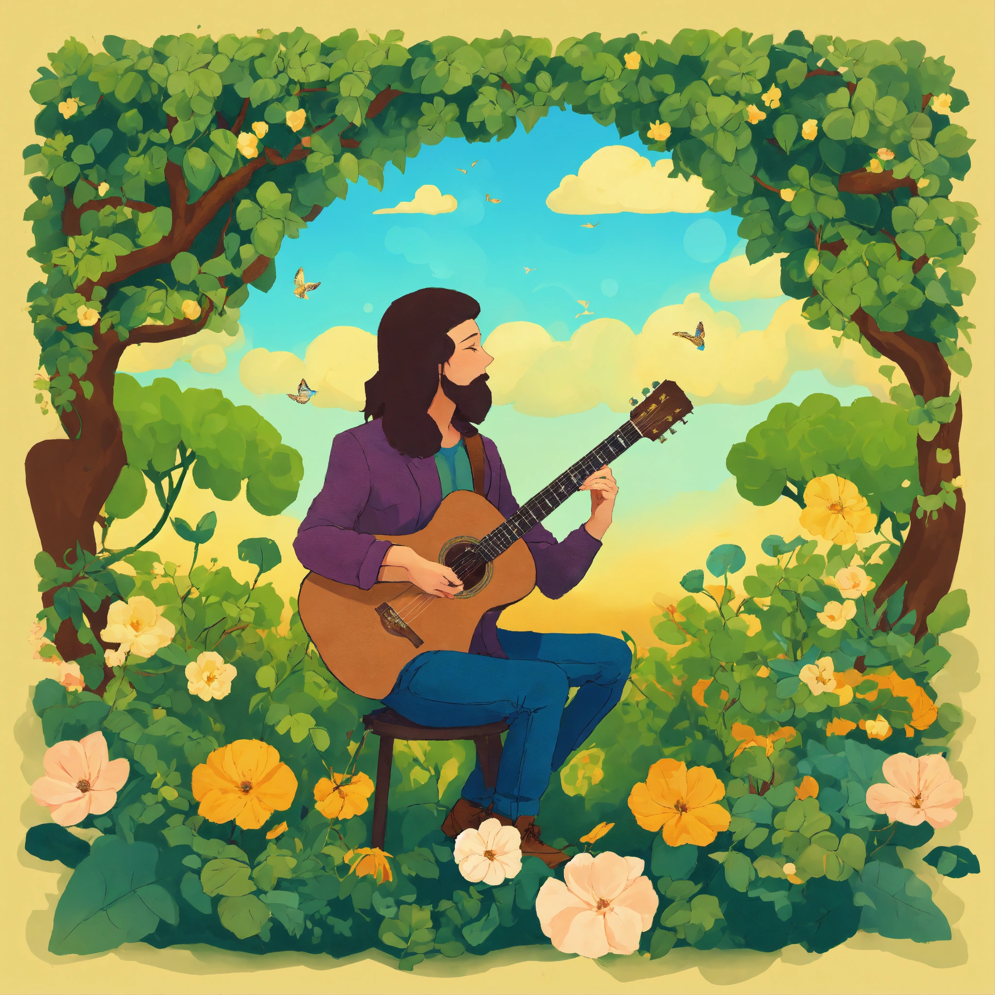 Lexica - Musician playing a guitar with a heart shaped hole. There are ...