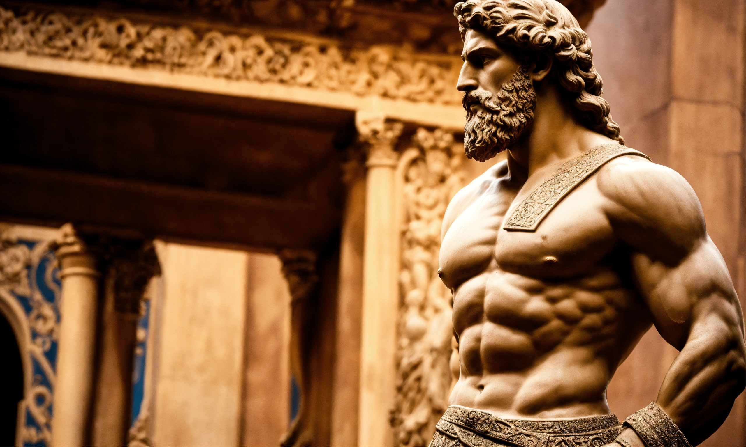 Lexica - Greek statue strong man standing with aggressive beard ...
