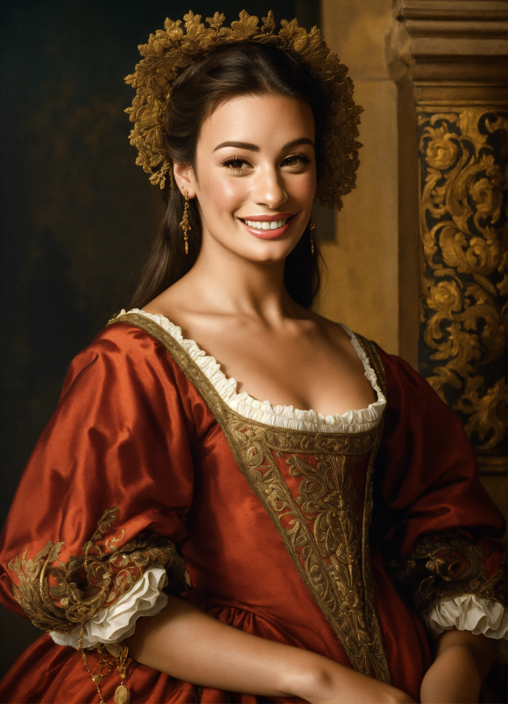 Lexica - Renaissance portrait of a beautiful servant girl, lea Michele ...