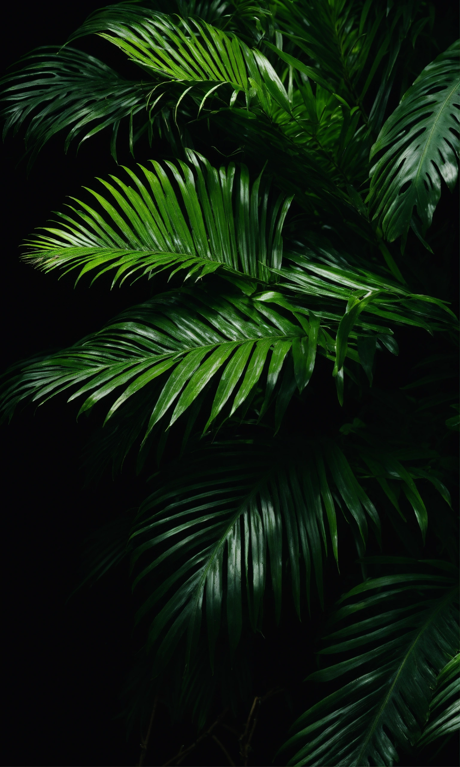 Lexica - One jungle leave on black background
