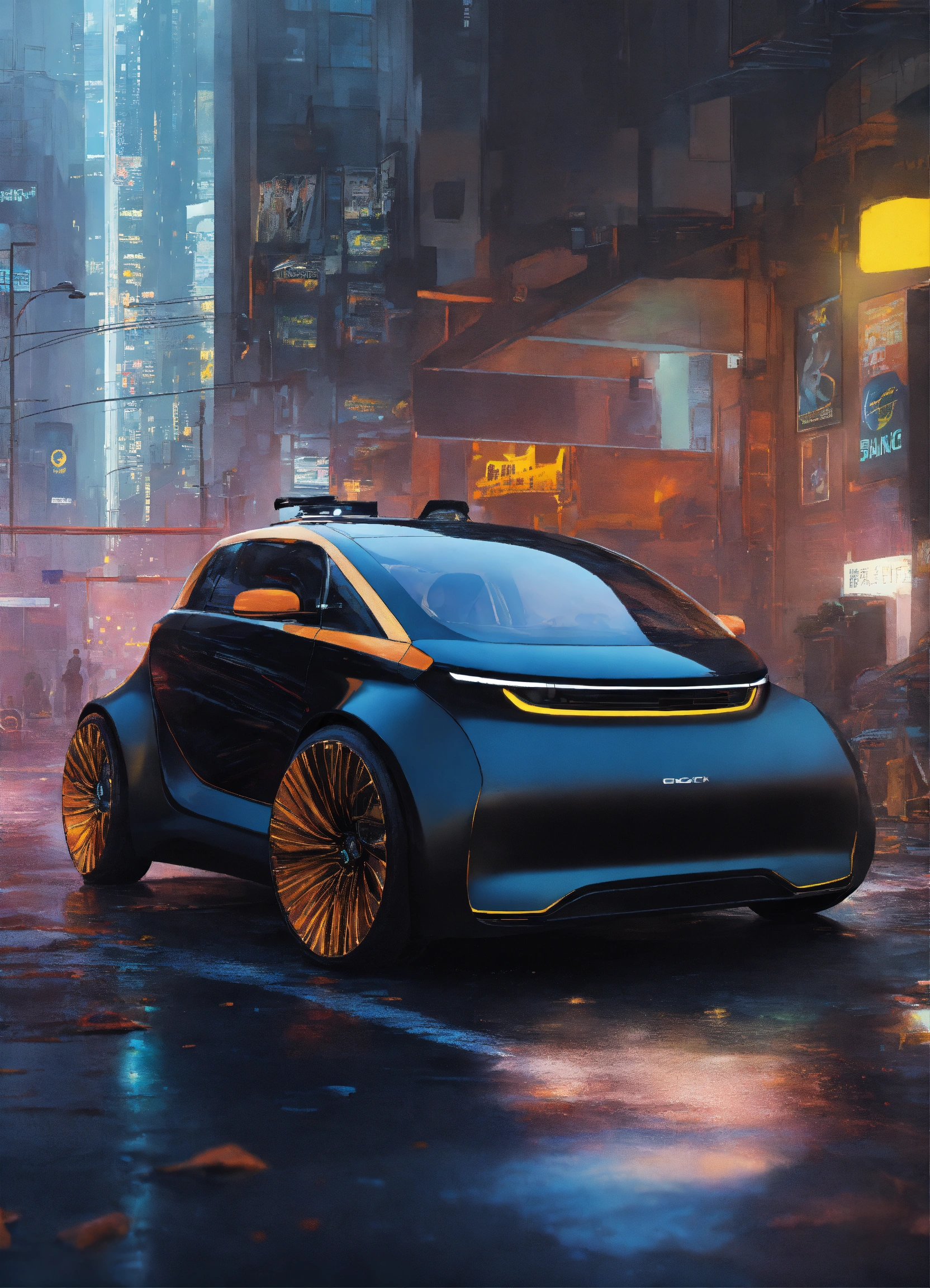 Lexica - Comic a smart future car, black