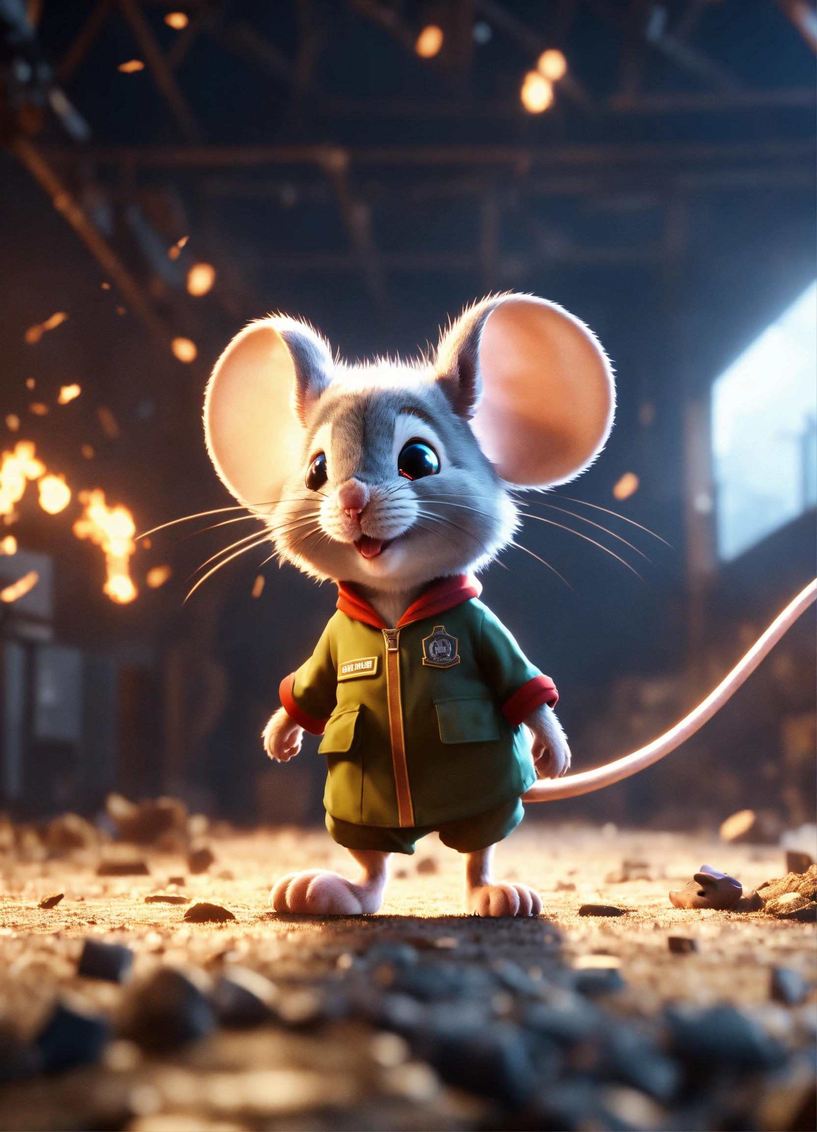 Lexica - A cute fluffy angry cartoon mouse in uniform walking away from ...