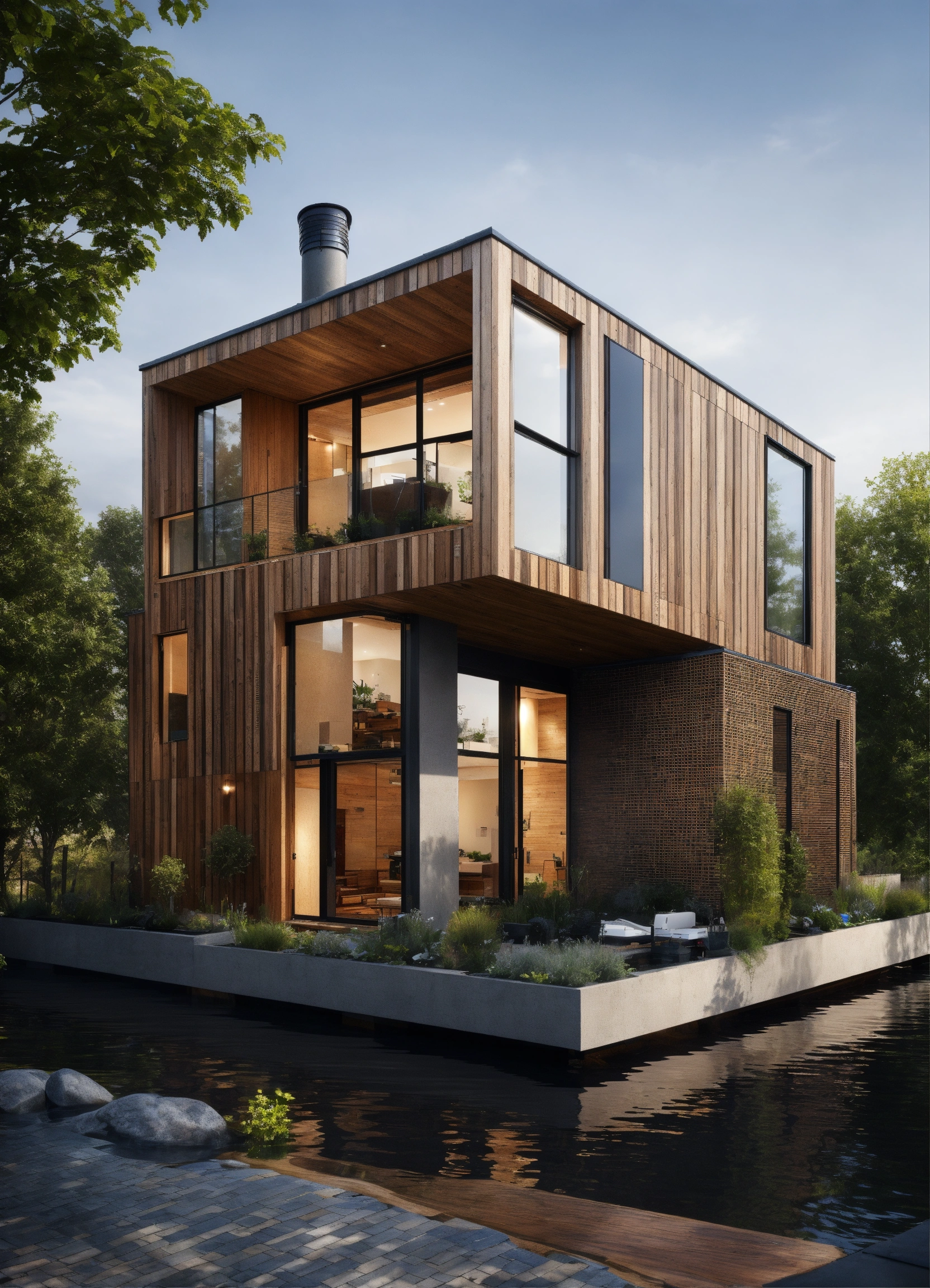 Lexica - An urban home or building showcasing resilient features. This ...