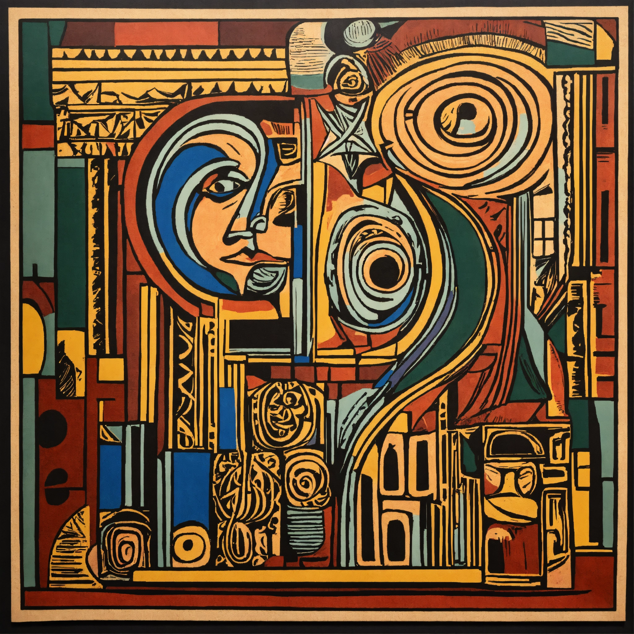 Lexica - Linocut, drawing abstract art, style inspired by pablo picasso