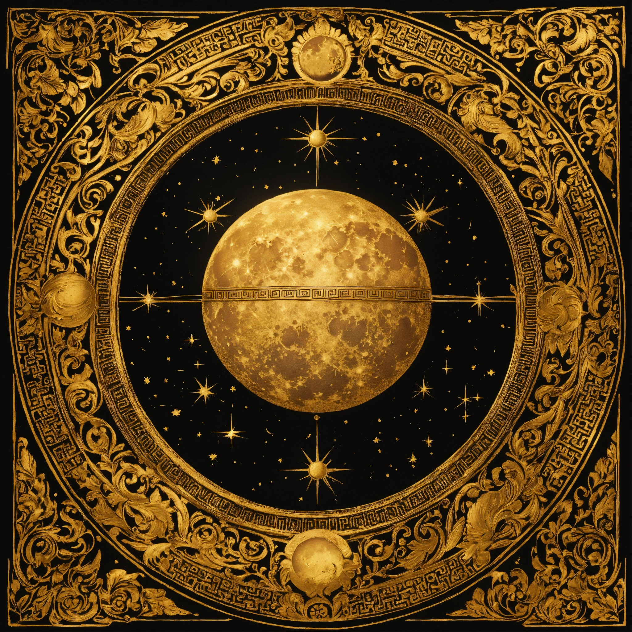 Lexica - Golden moon illustration, Ancient Grece ornament