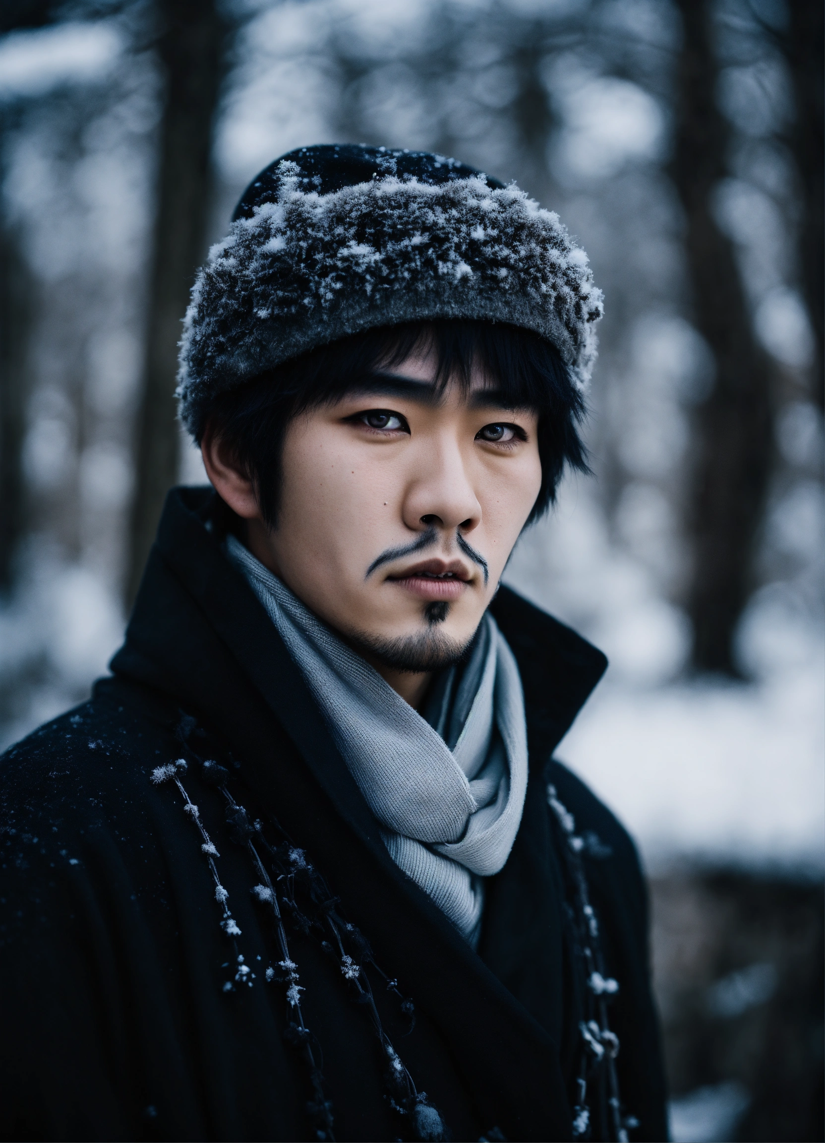 Lexica High contrast portrait of a japanese man, gothic, white