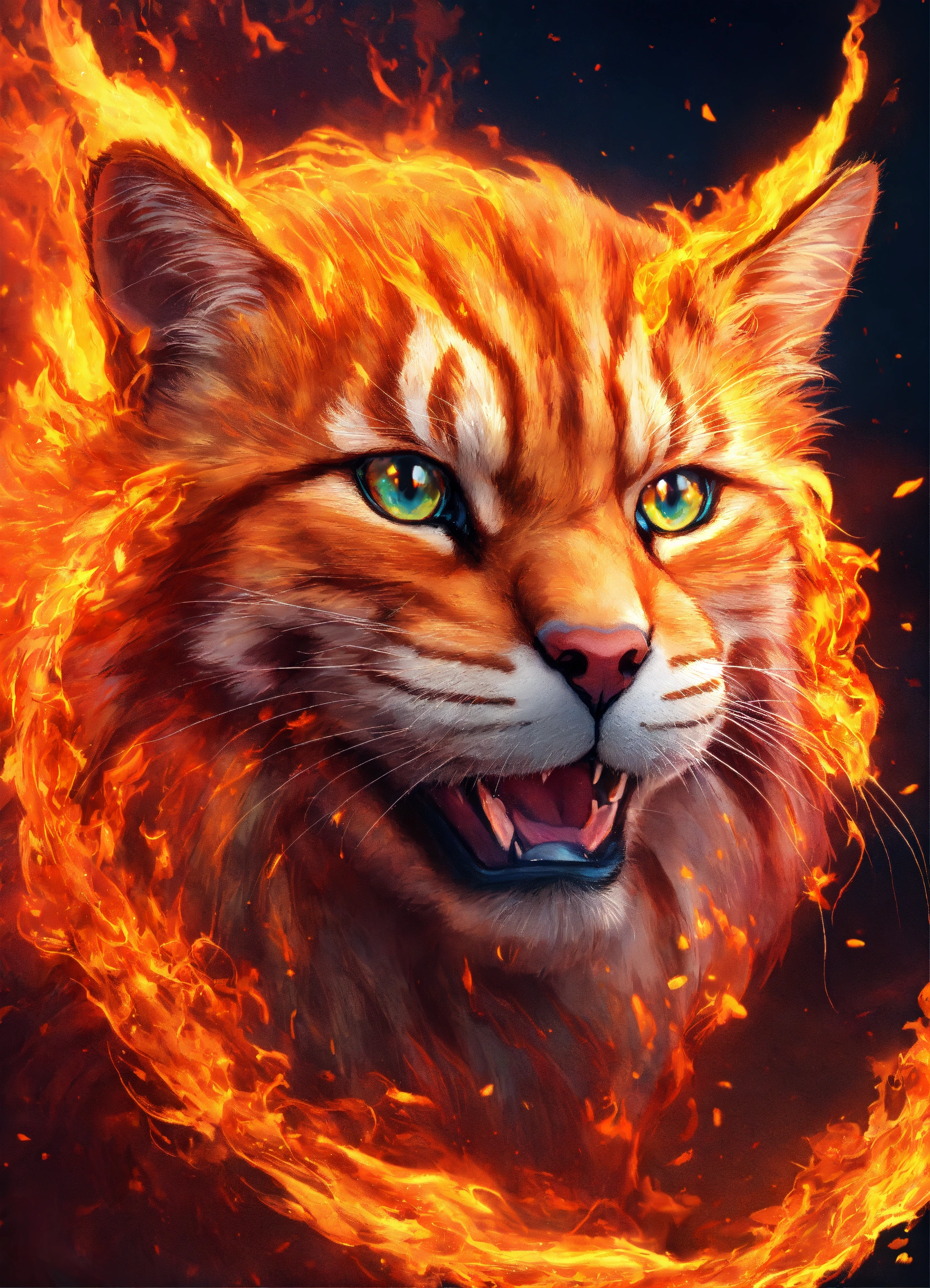 Lexica - A magical wildcat made of fire