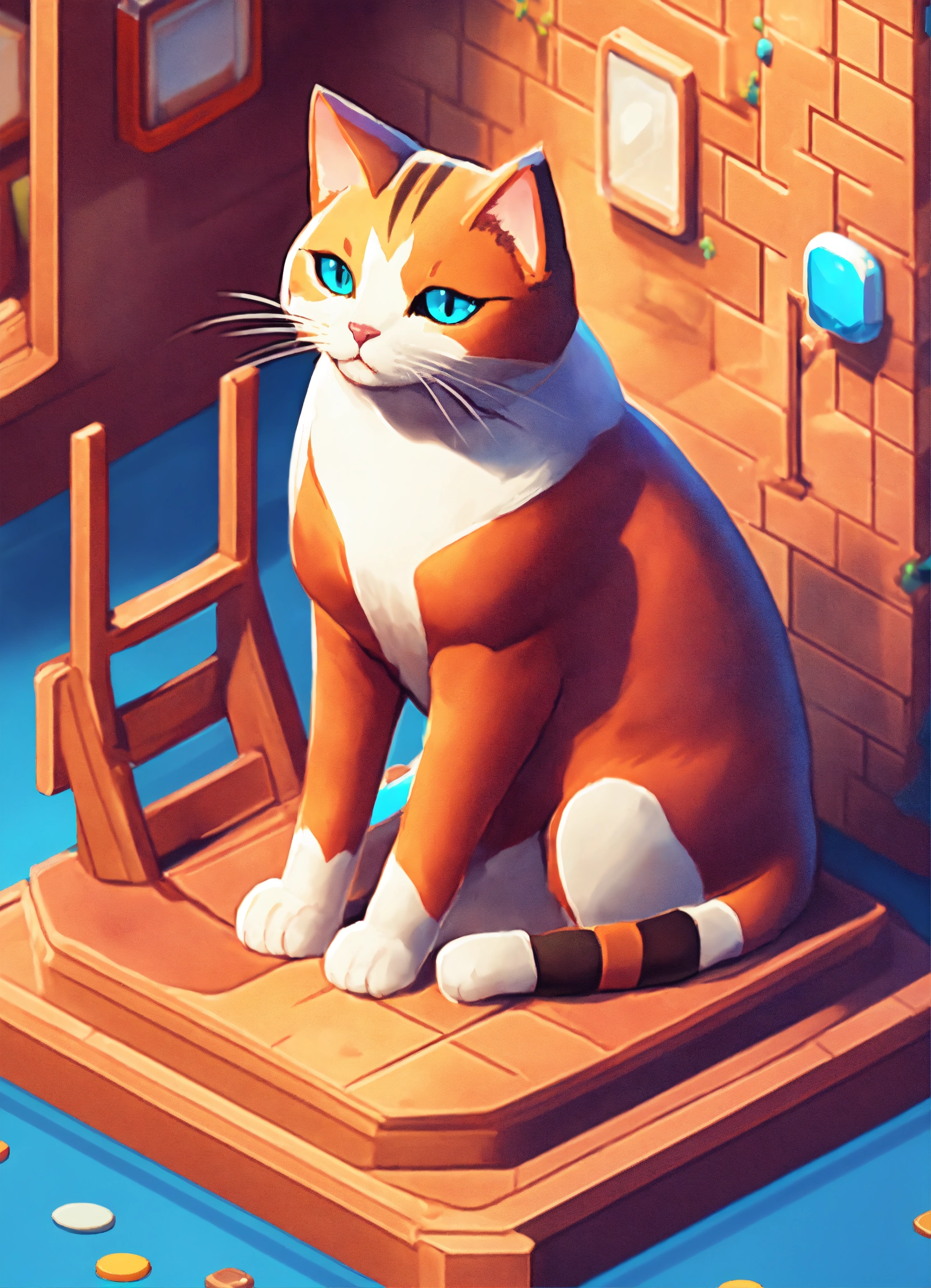 Lexica - Cat art style isometric for mobile game In full growth stands ...