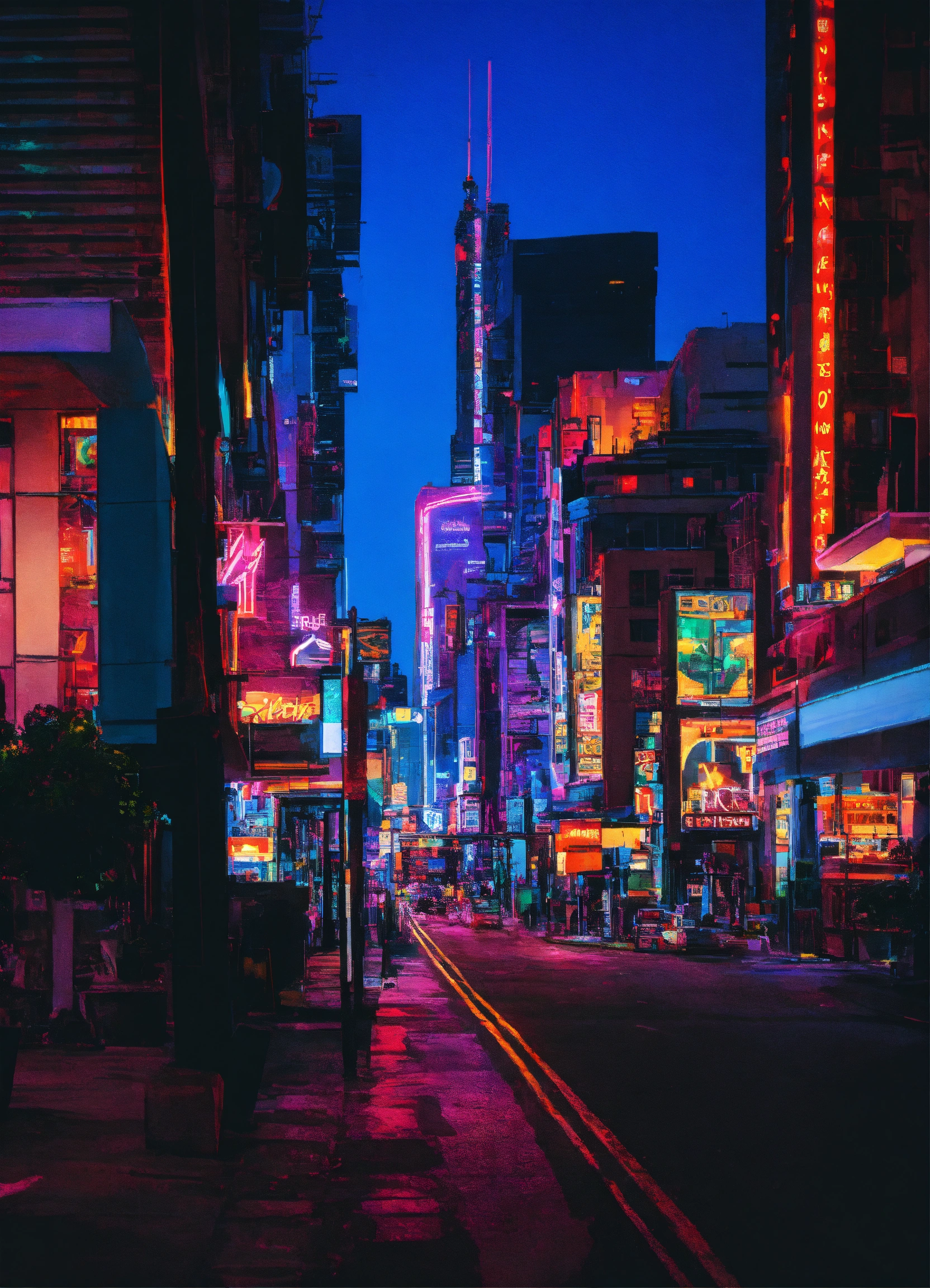 Lexica - Neon-lit cityscape