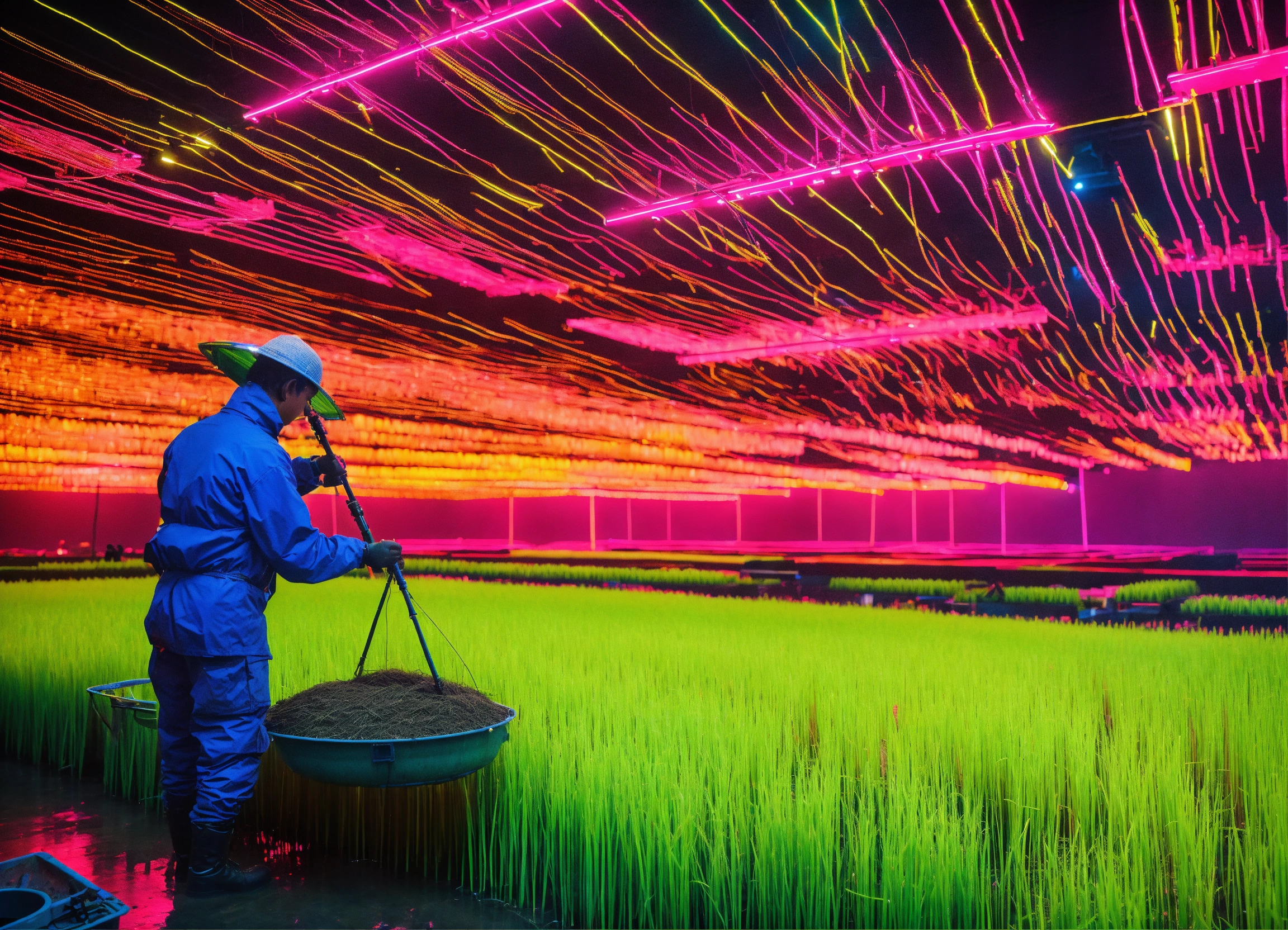 Lexica - A fisherman, agriculture, planting rice, together, farming ...