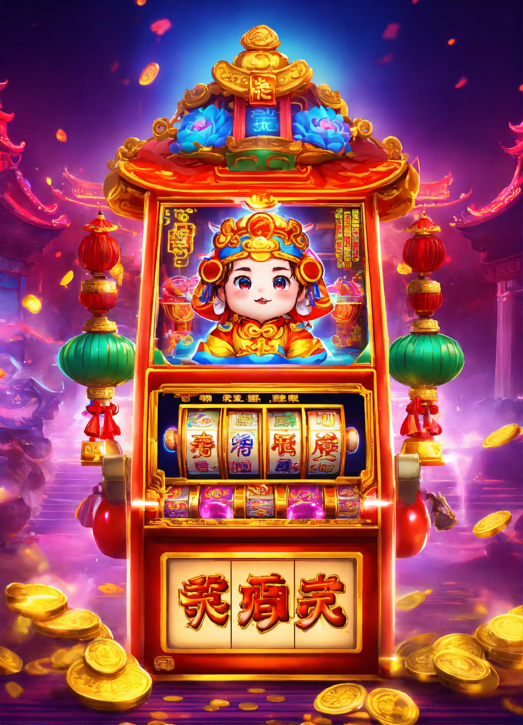 Lexica - Q version Character cutie God of fortune chinese，slot machine ...