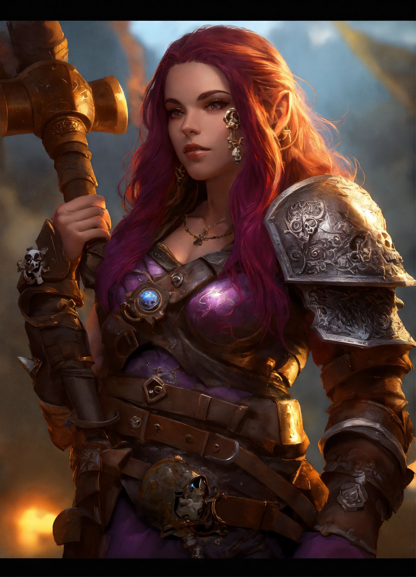 Lexica - Female hill dwarf with long purple brown hair in armor ...