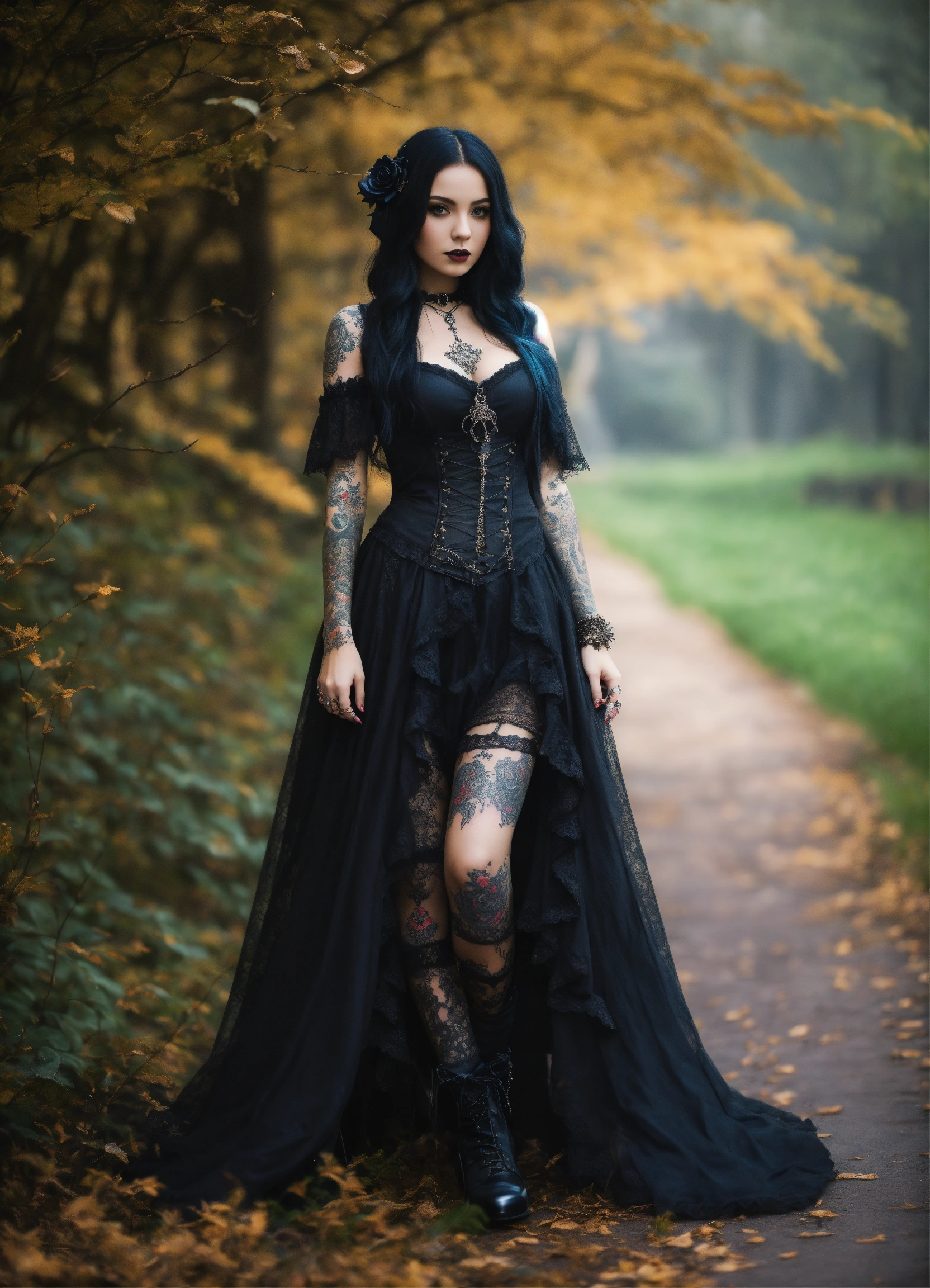 Lexica - Full body very beautyfull gothic girl in fantasy world, with ...