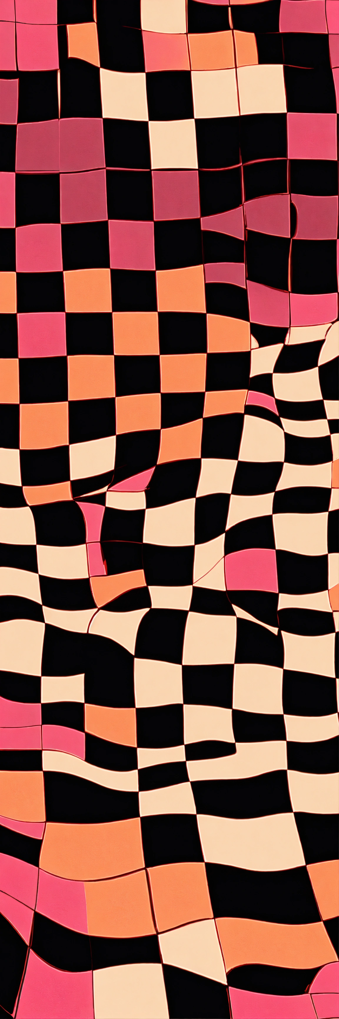 Lexica - Pink and orange large checkerboard geometric pattern, wavy ...