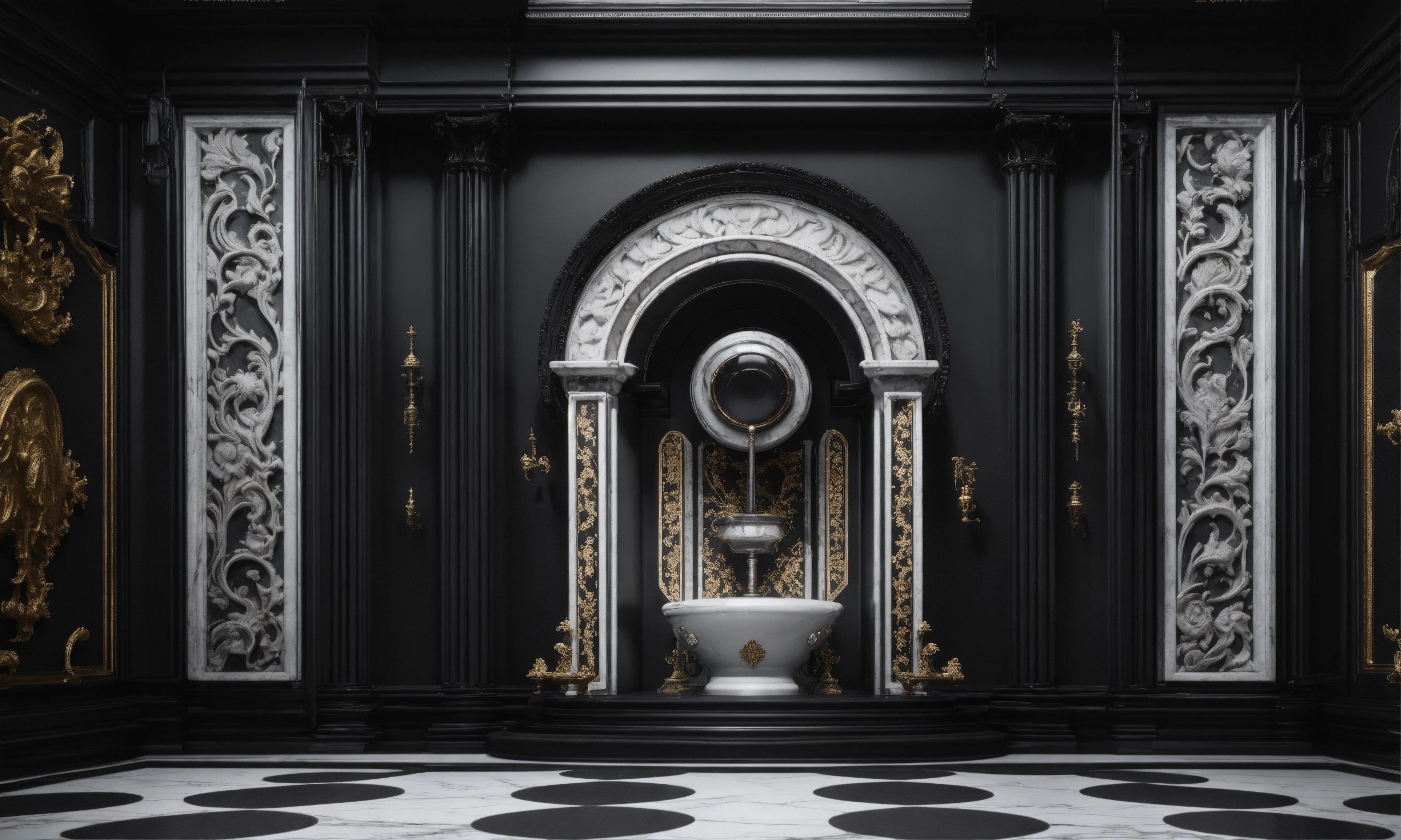 Lexica - Neogothic rococó clasical ornamental of black Marble and white ...