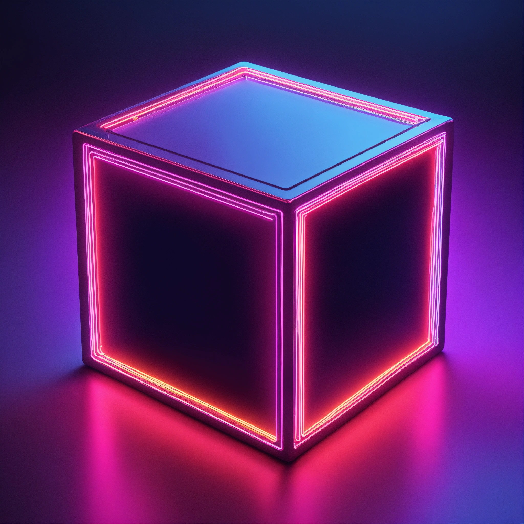 Lexica - Cube on neon lines hyper casual icon