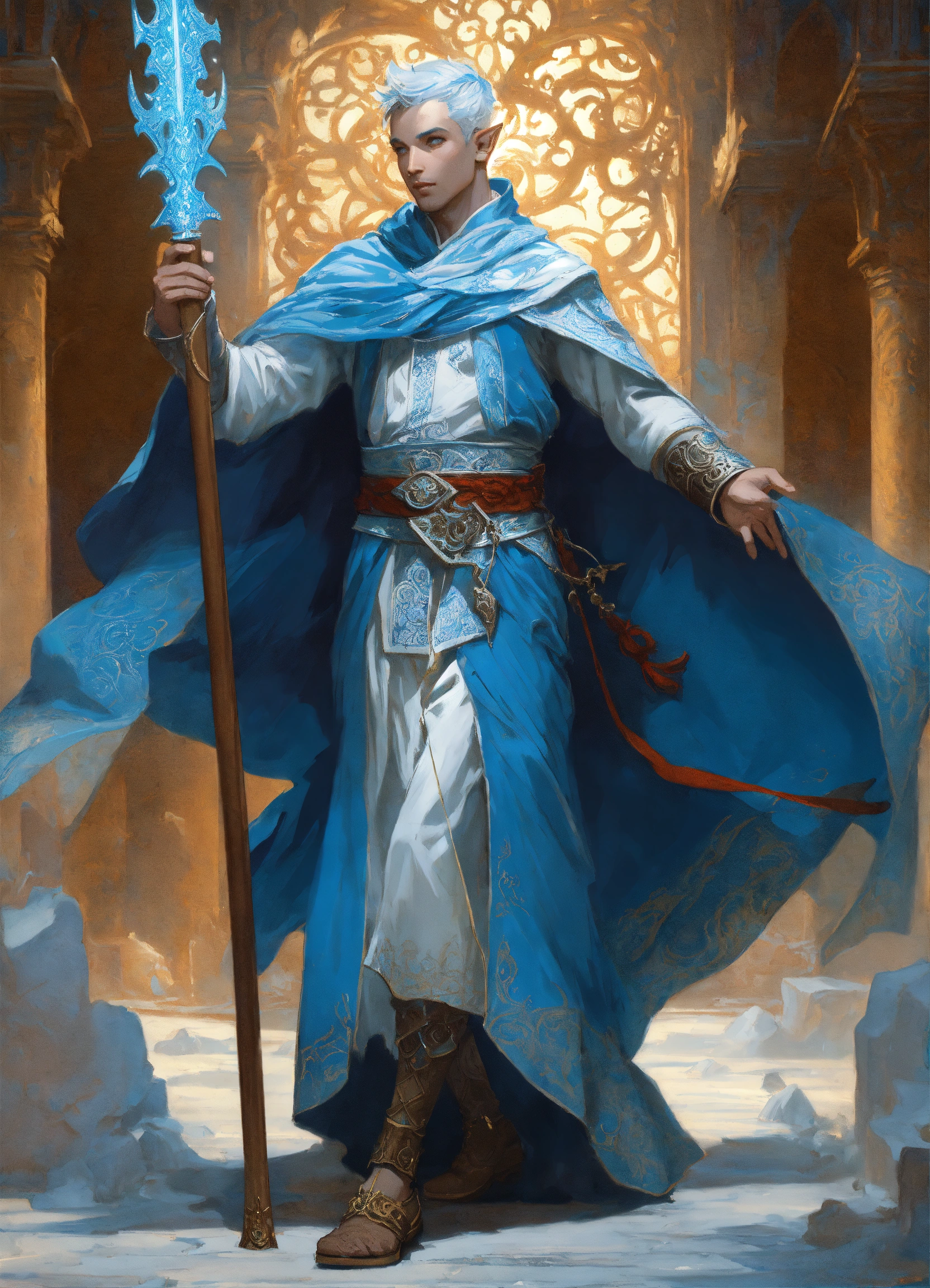 Lexica - Male elf, ice blue skin color , white white short hair ...