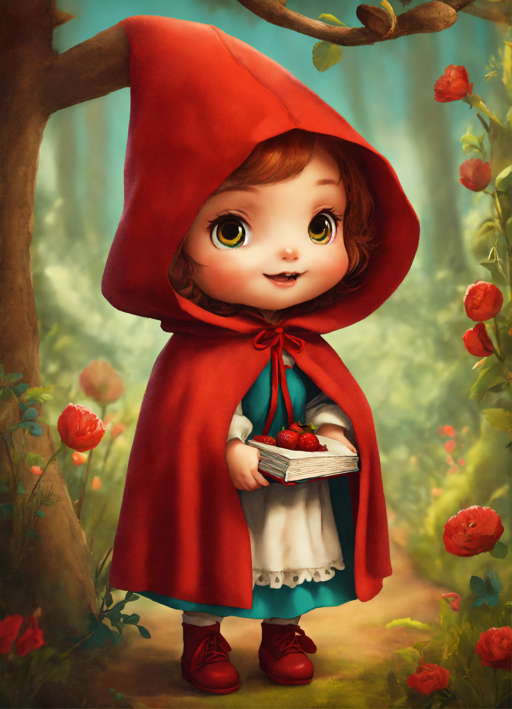 Lexica - Baby character, little Red Riding Hood, printed in a book