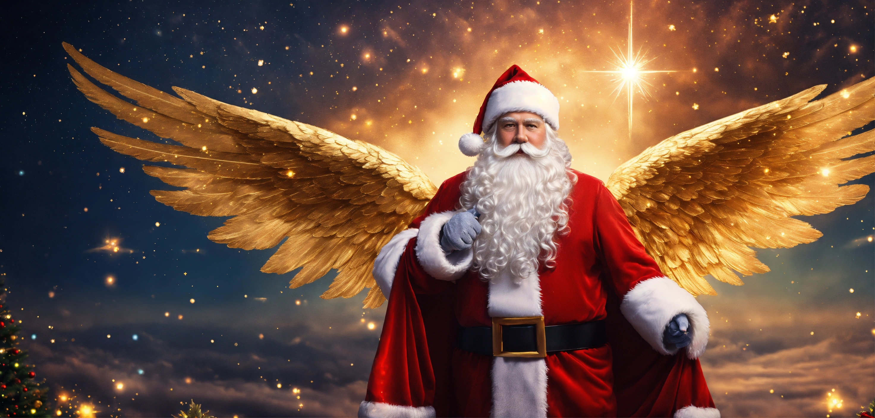 Lexica - Ilustration hiperrealistic Beautiful Santa Claus, with wings ...