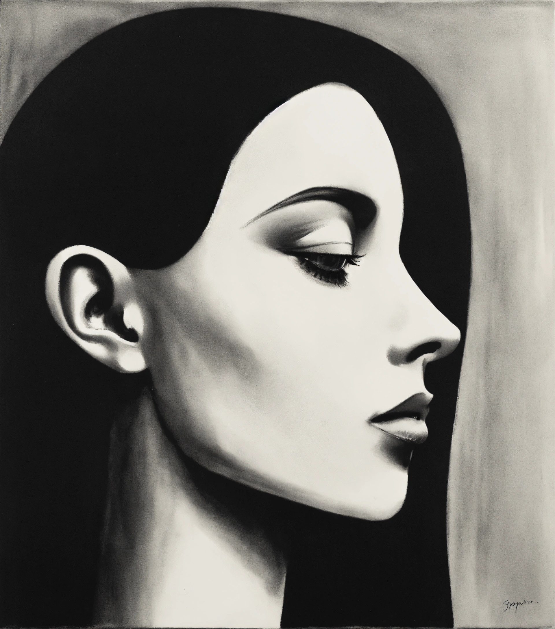 Lexica - A black and white drawing of a woman's face, a minimalist ...