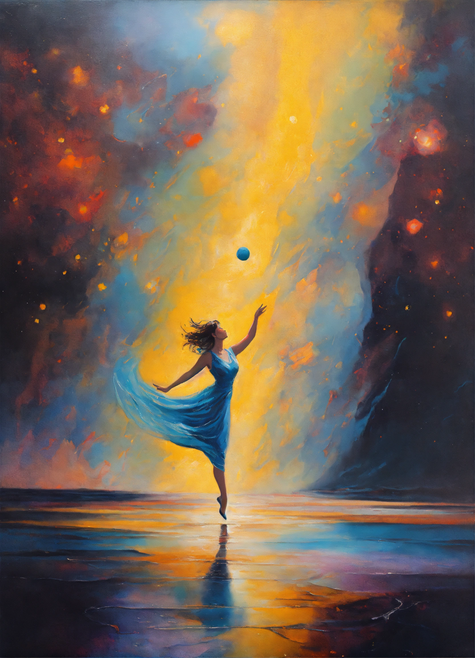 Lexica - Abstract and minimalist oil painting of a woman figure dancing ...