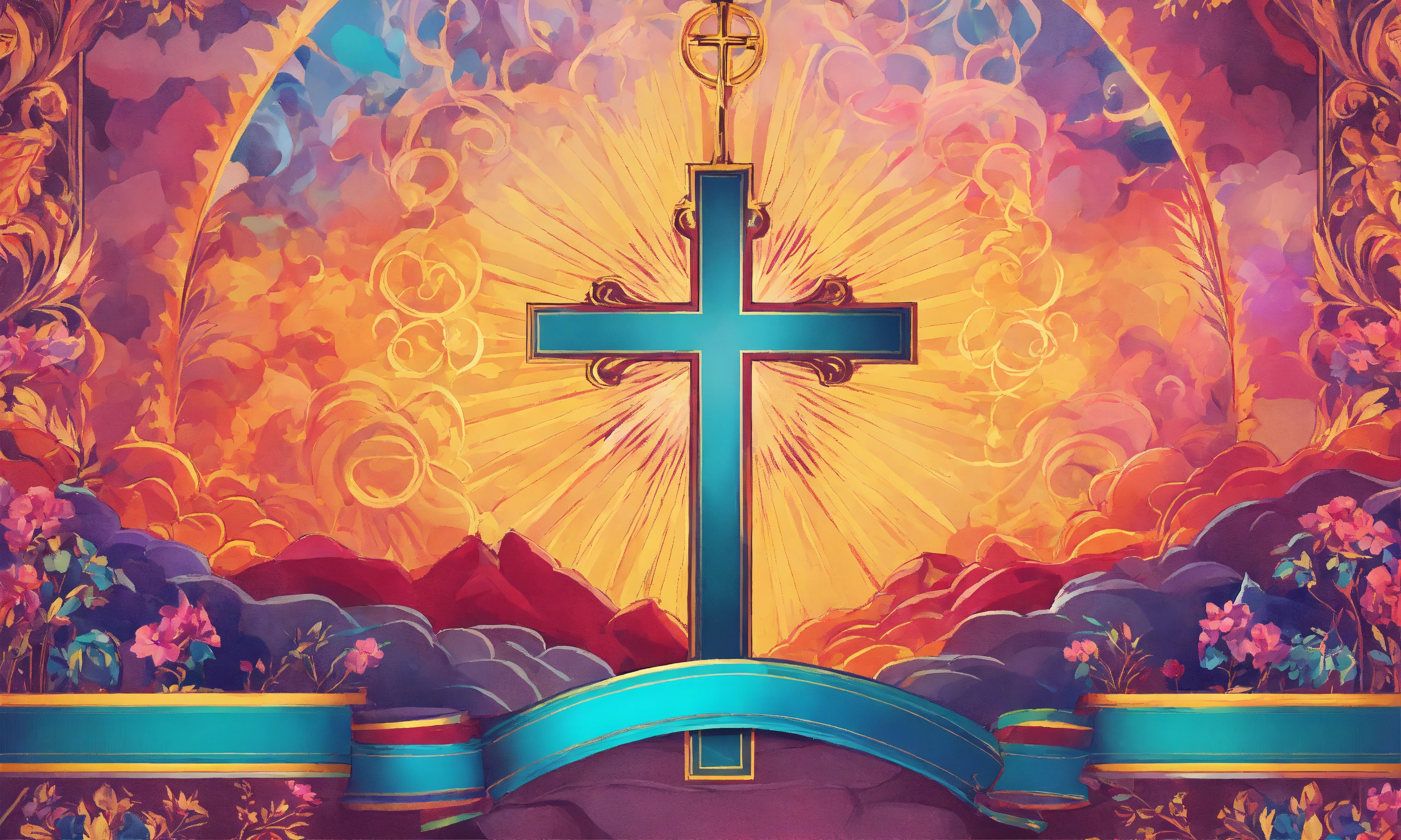Lexica - Detailed religious background and a blank label in the center ...