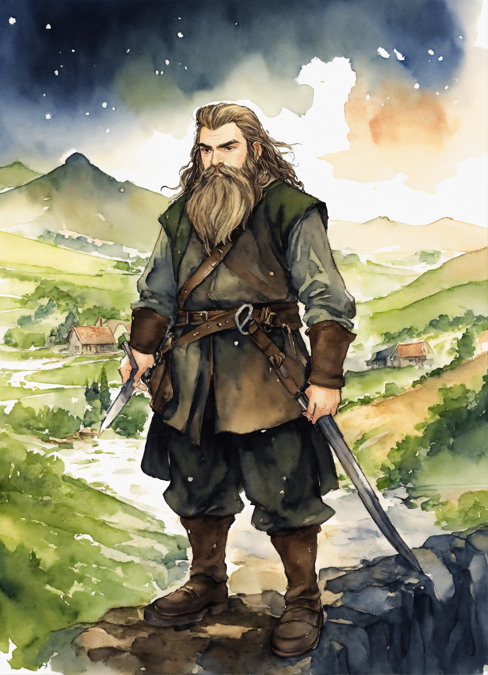 Lexica - A young Dwarf Gimli from LOTR with dark clothes and dark beard ...