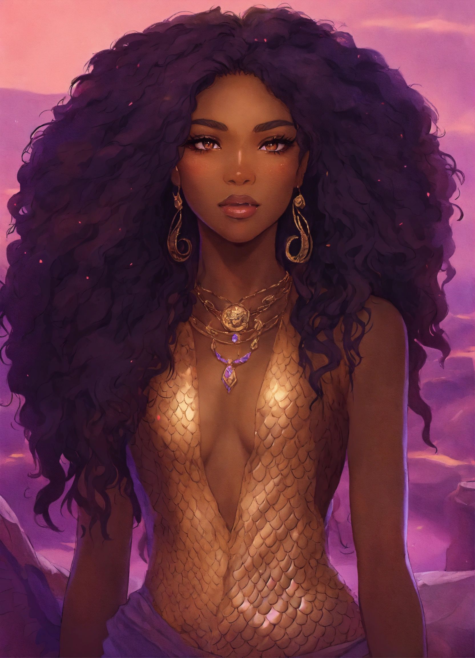 Lexica - A black woman, Caramel brown skin, dragon scales, pastel ...