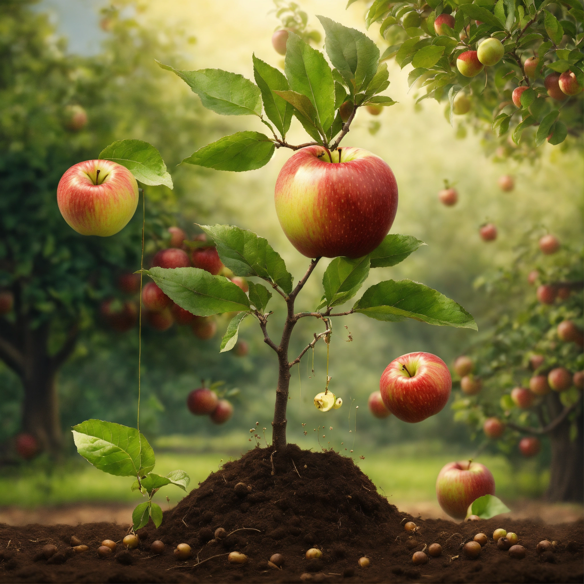 Lexica - The pictured growing process of an apple from a seed to a tree ...