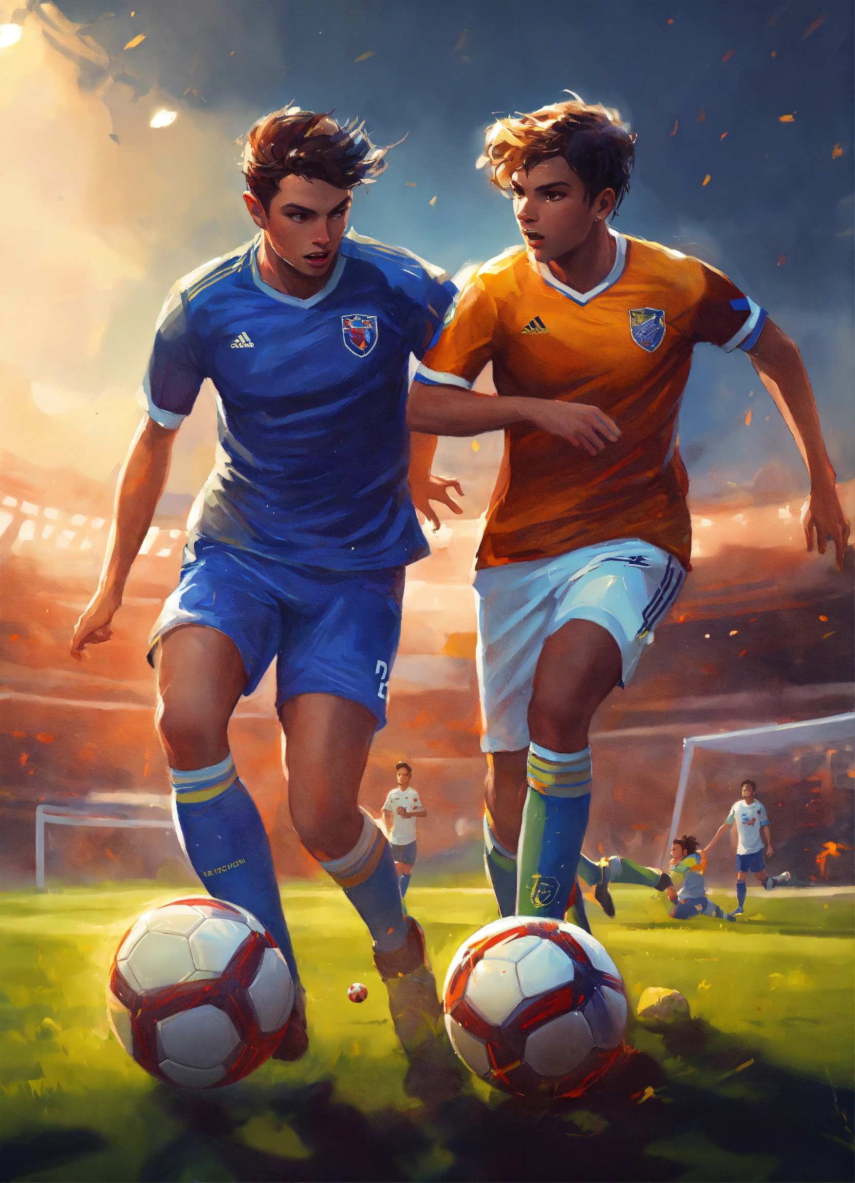 Lexica - Two soccer player playing soccer digital art, realistic ...