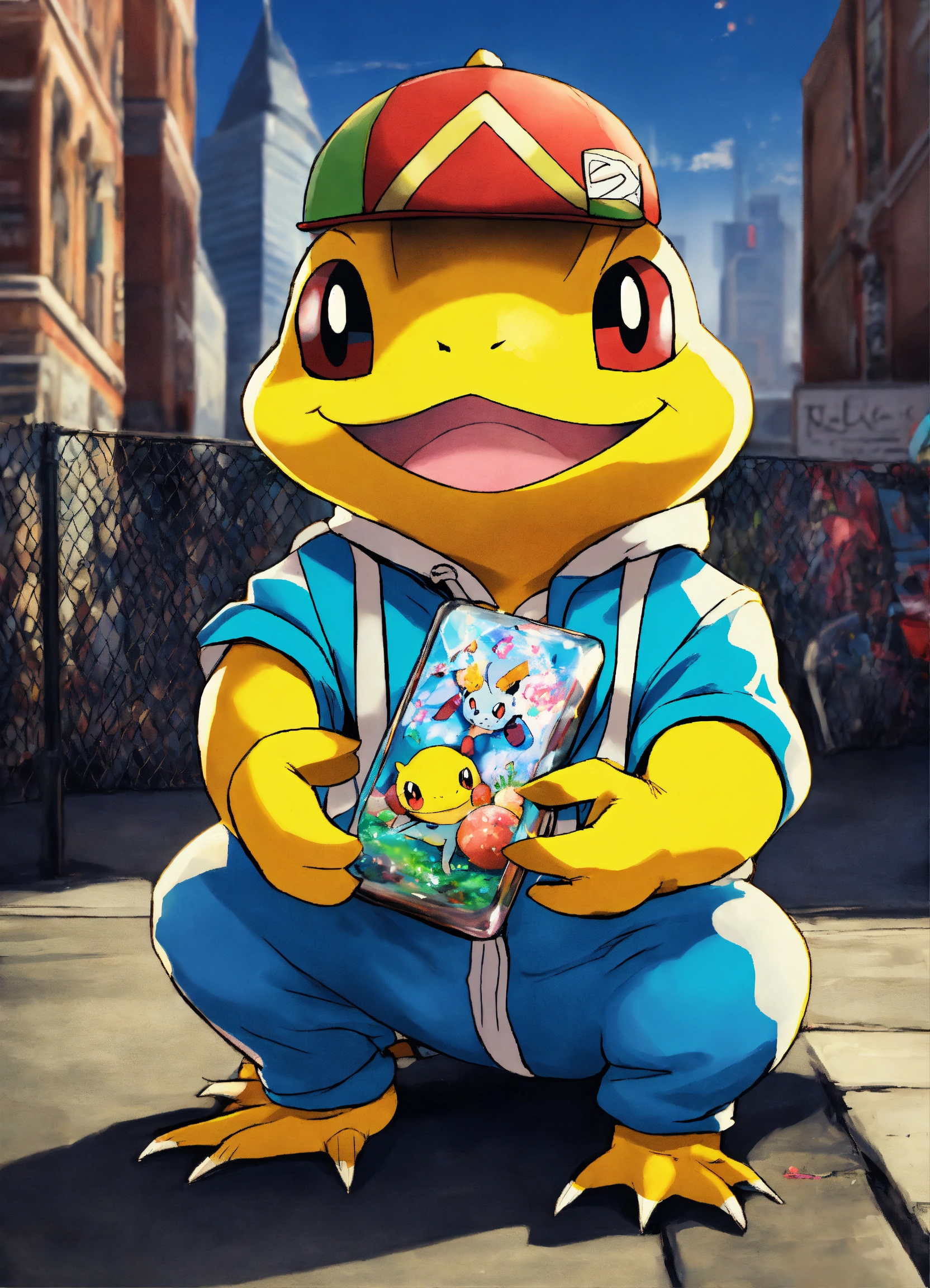 Lexica - Pokémon as a hip hop street artist with a diamond milk toad