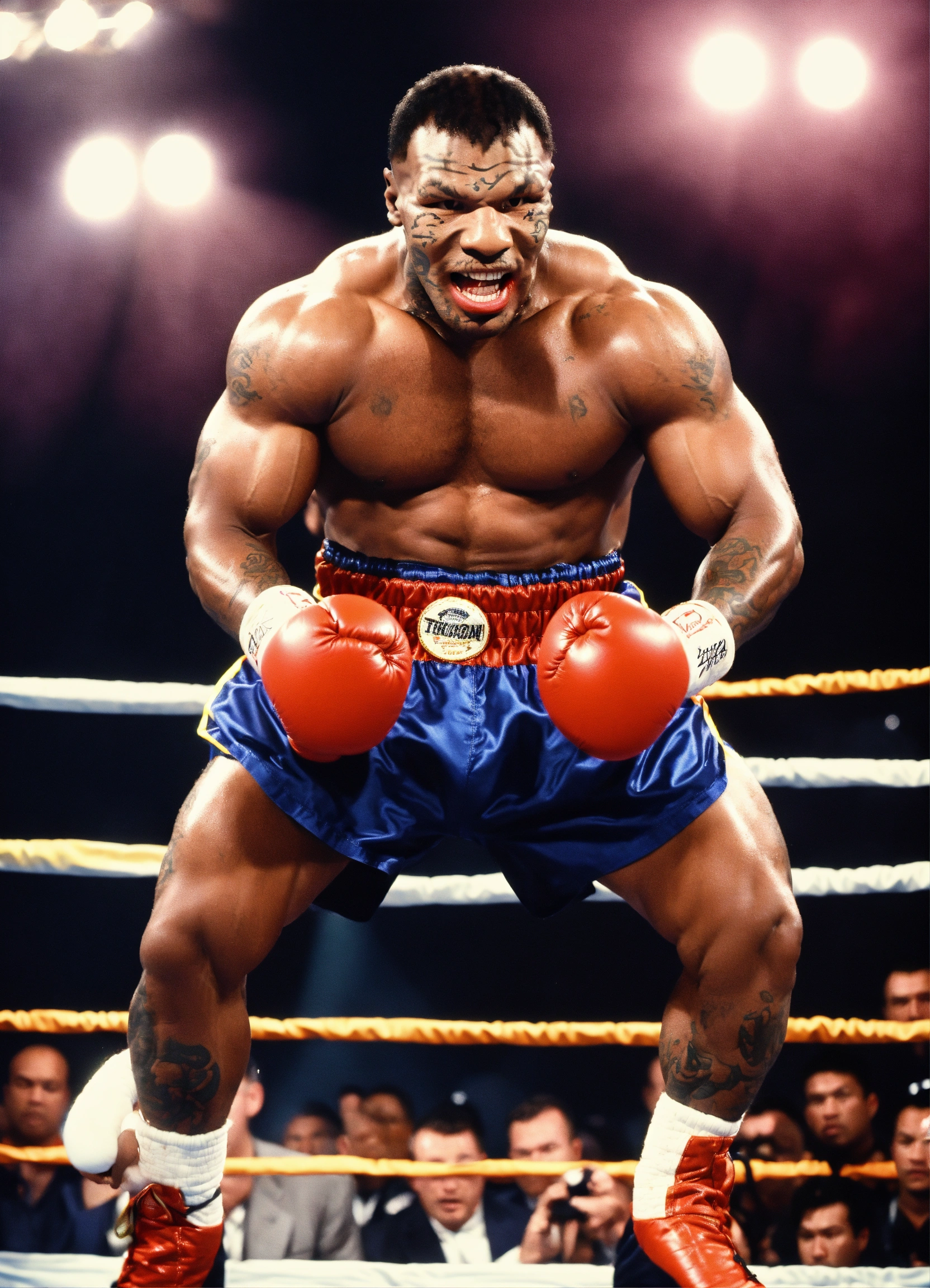 Lexica - Mike Tyson about to destroy an opponent in the boxing ring ...