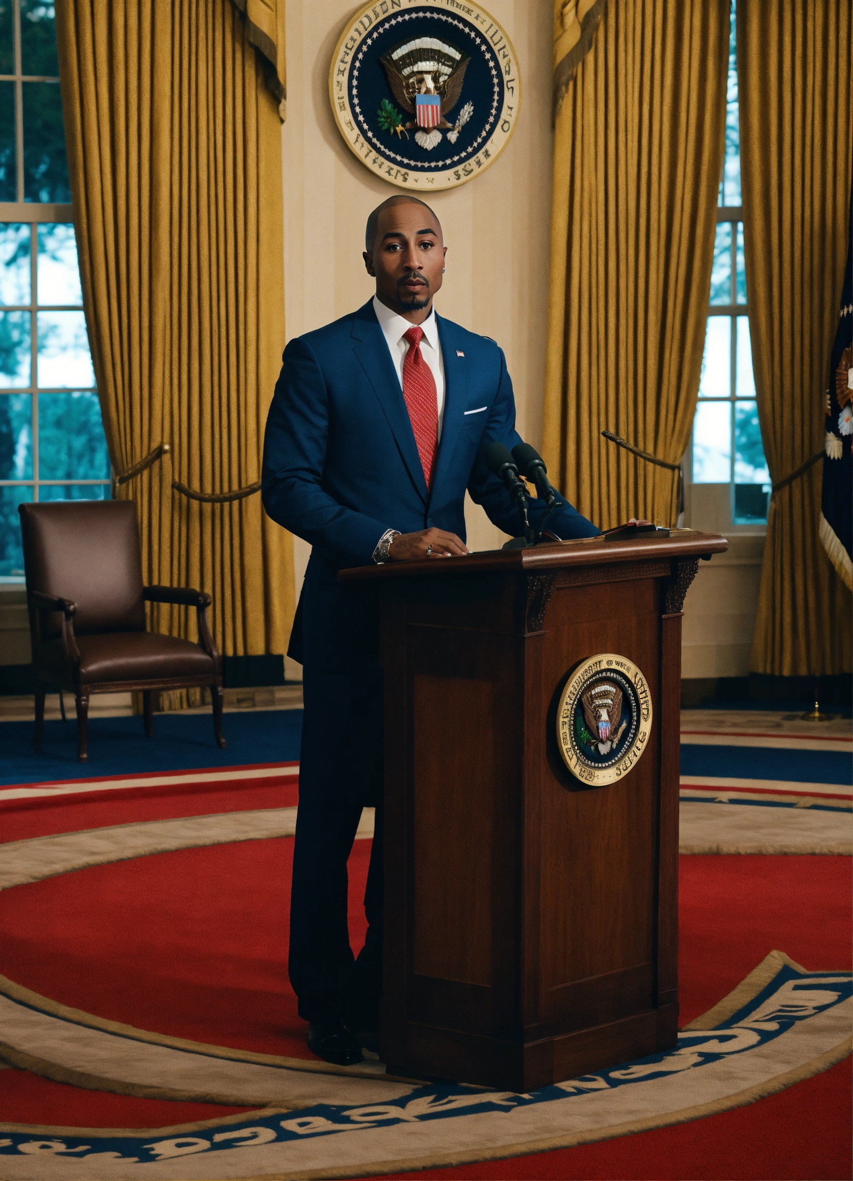 Lexica Tupac Shakur as the President of the United States. High