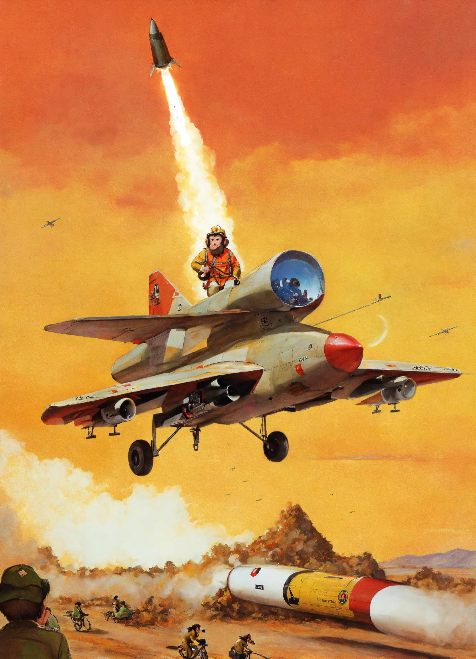 Lexica - A monkey rides a missile
