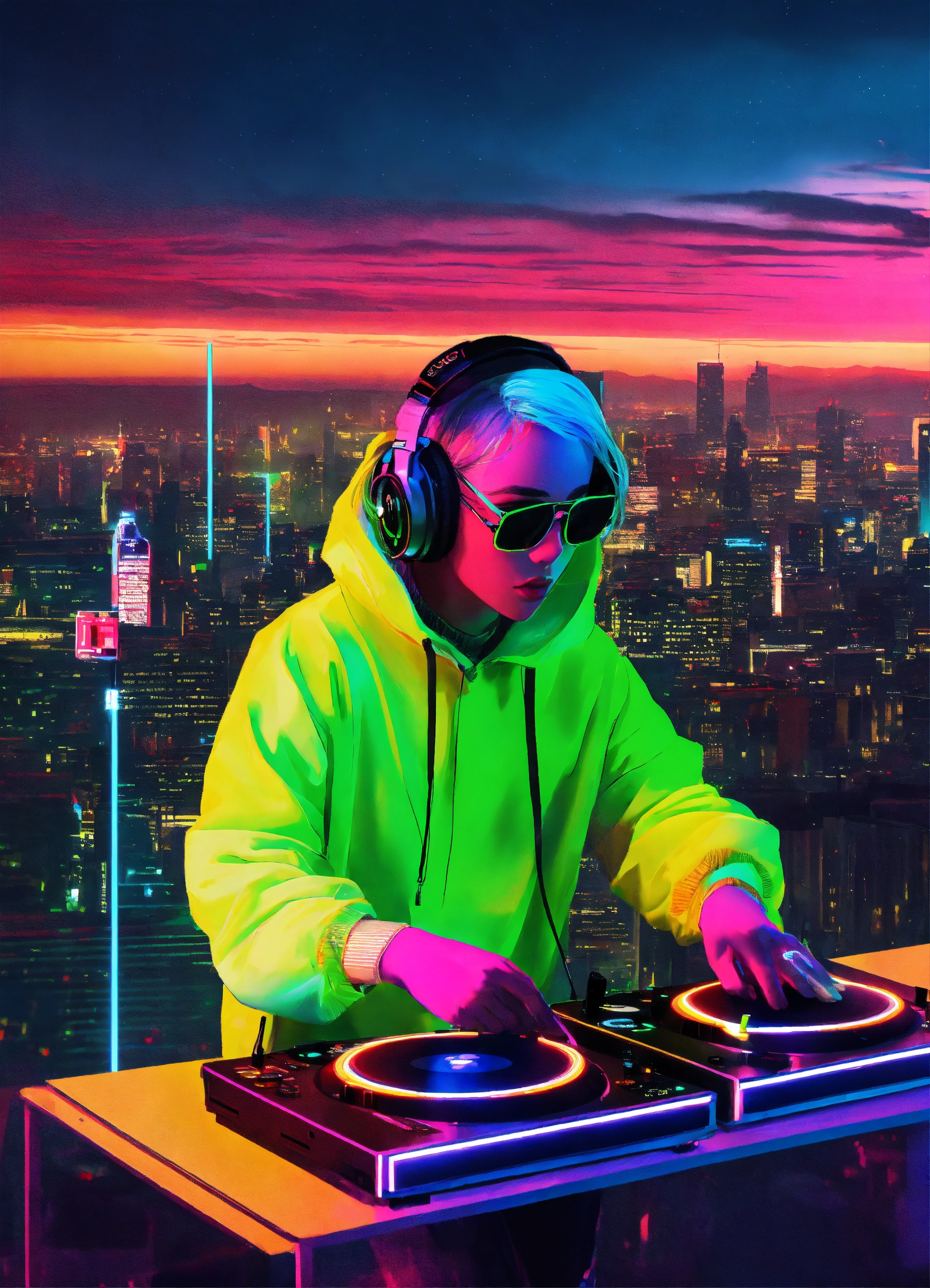 Lexica - DJ Rudolph, city skyline, Billie Eilish neon aesthetics ...
