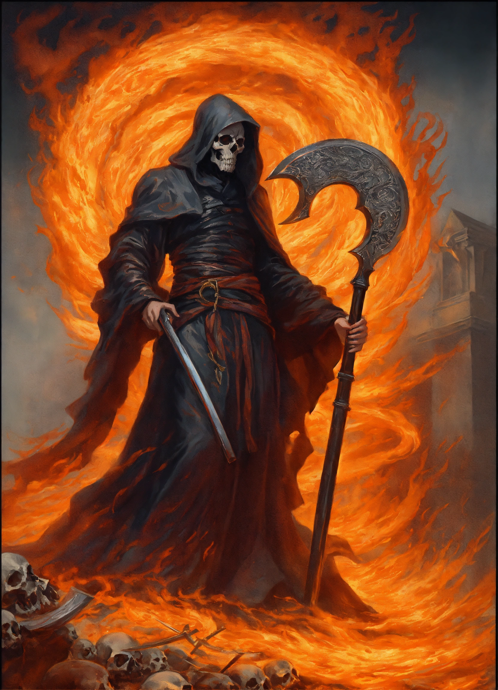 Lexica - The grim reaper with flowing scythe raised for the kill ...