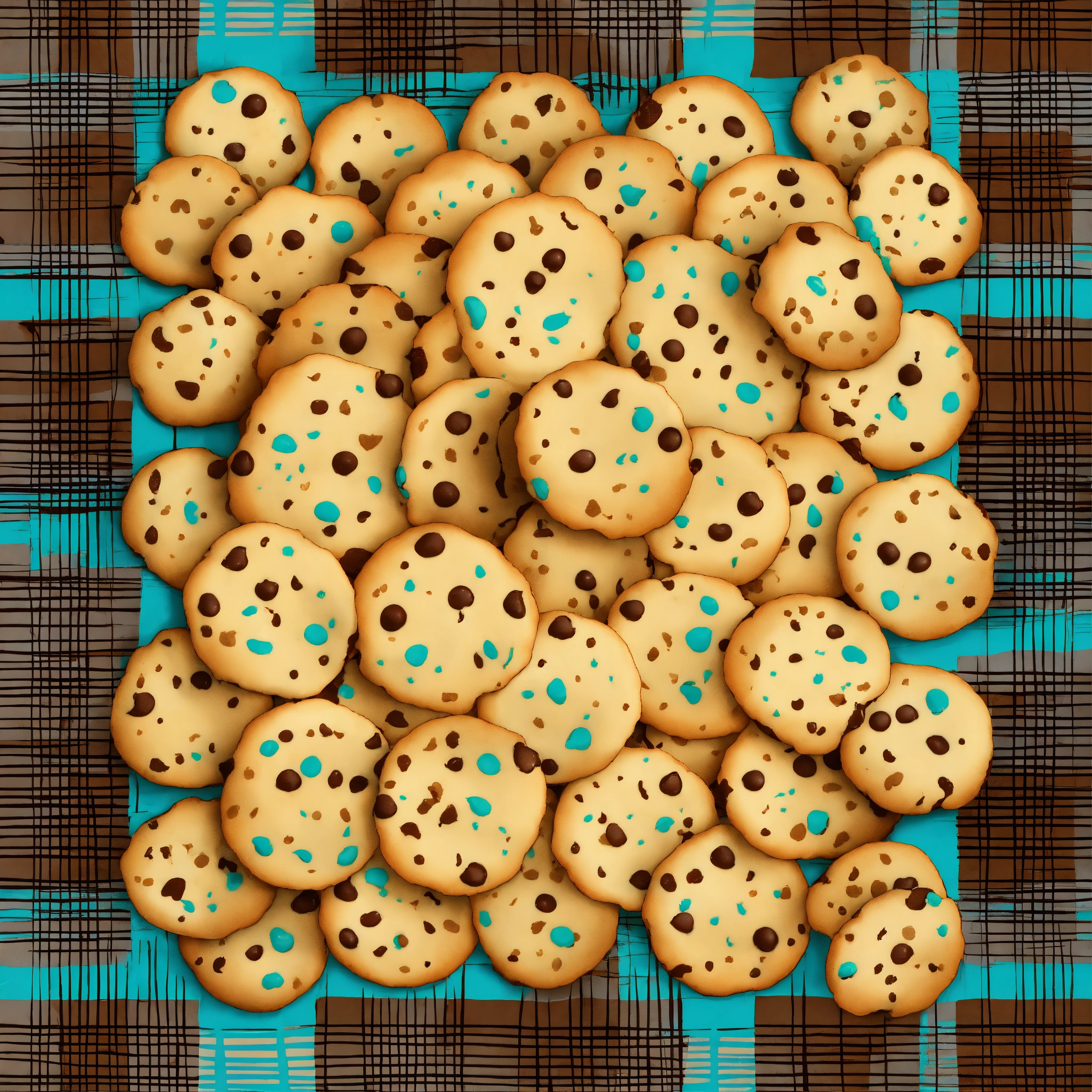 Lexica - Repeating pattern of chocolate chip cookies scattered on a ...