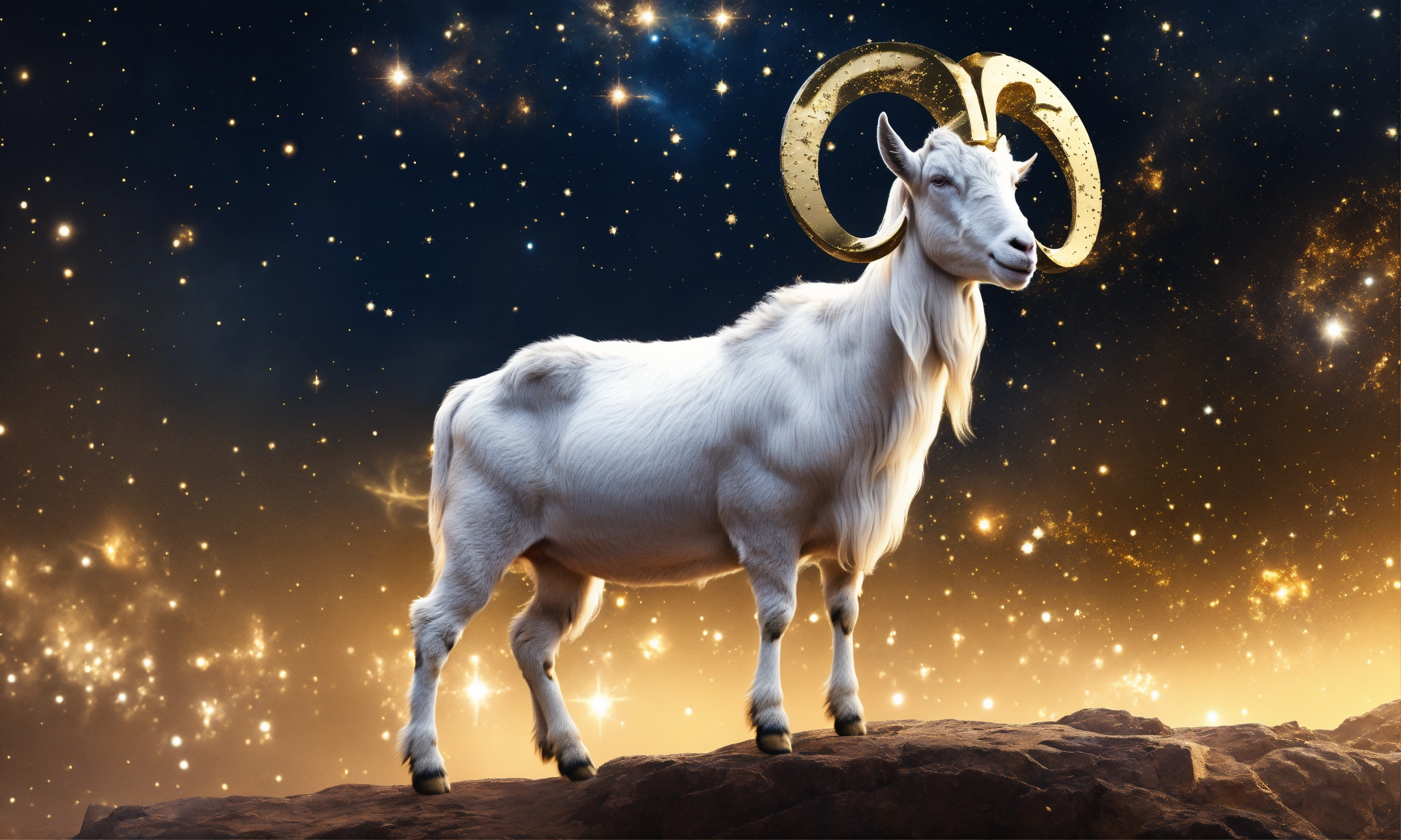 Lexica - White and gold brutal goat, zodiac sign, white, gold, universe ...