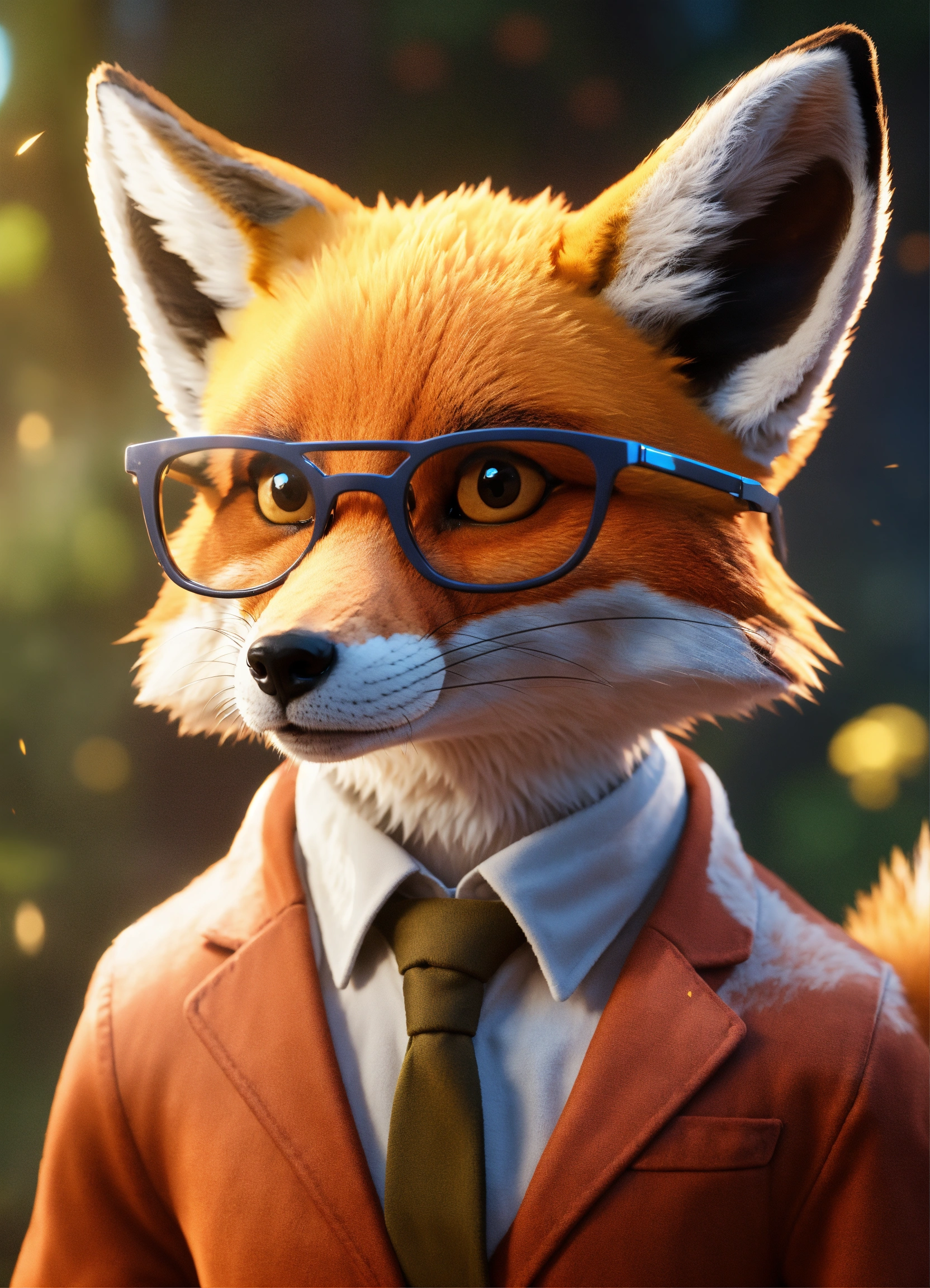 Lexica - A smart fox wearing glasses, unreal engine, 4k