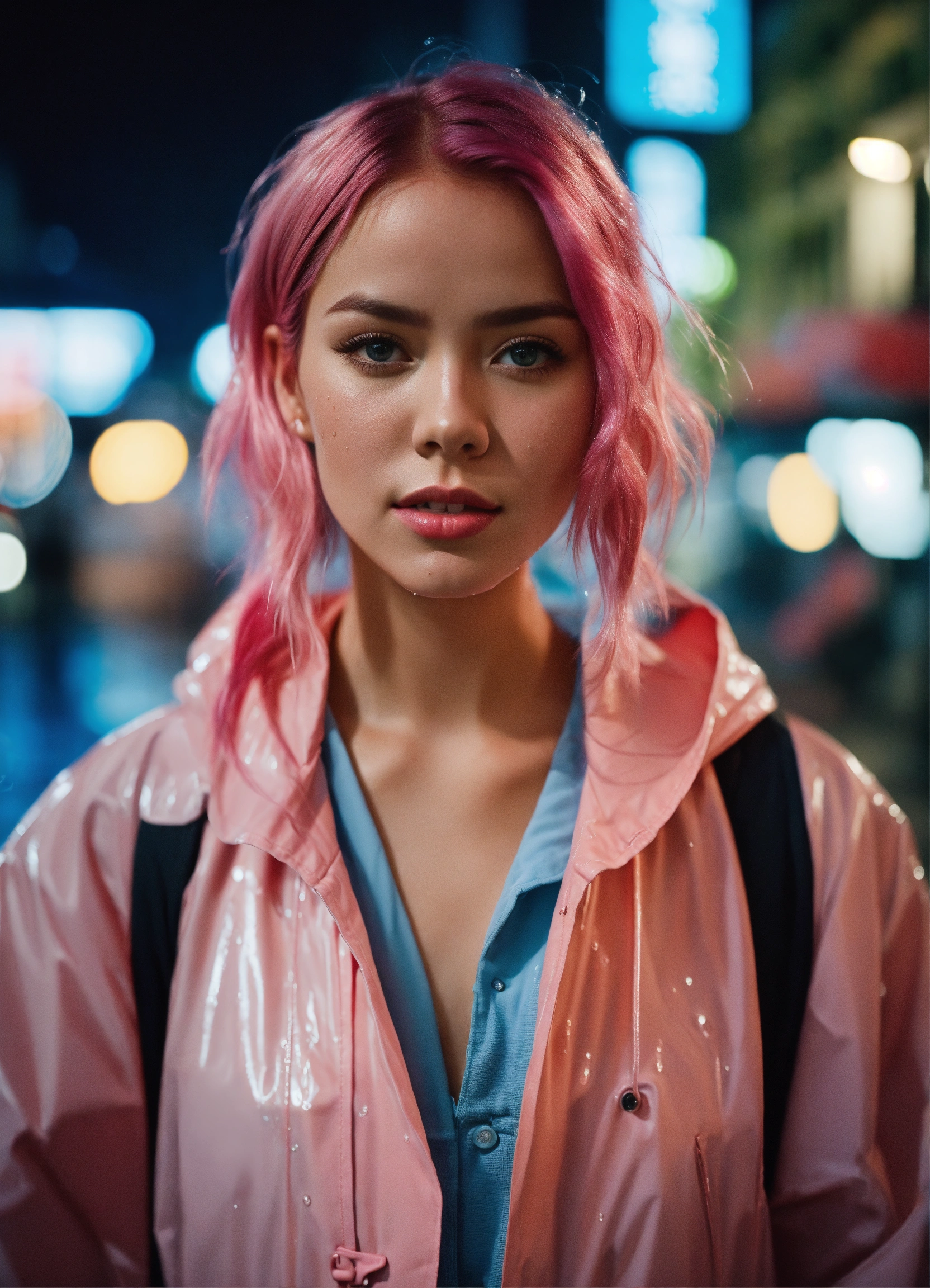 Lexica - 8k photo portrait of a stunning woman with pink hair in a ...
