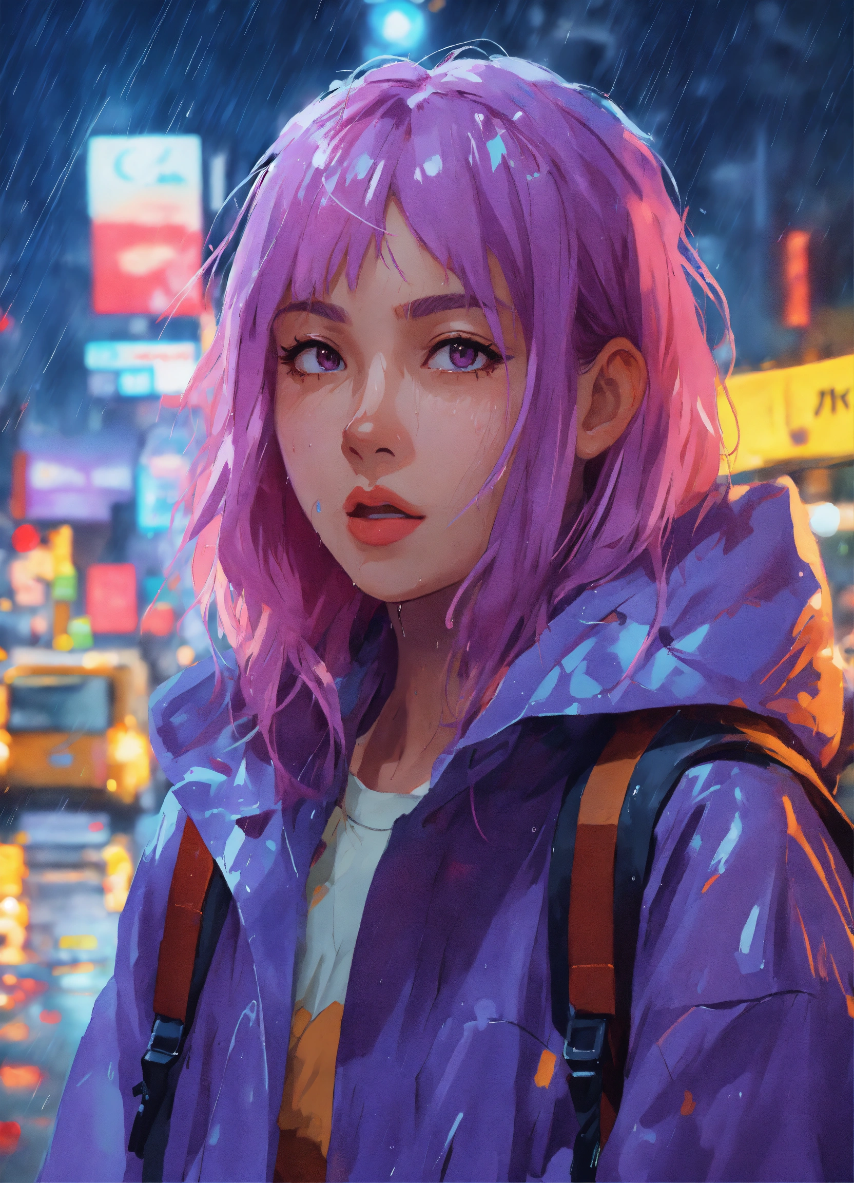 Lexica - 8k photo portrait of a stunning woman with violet hair in a ...