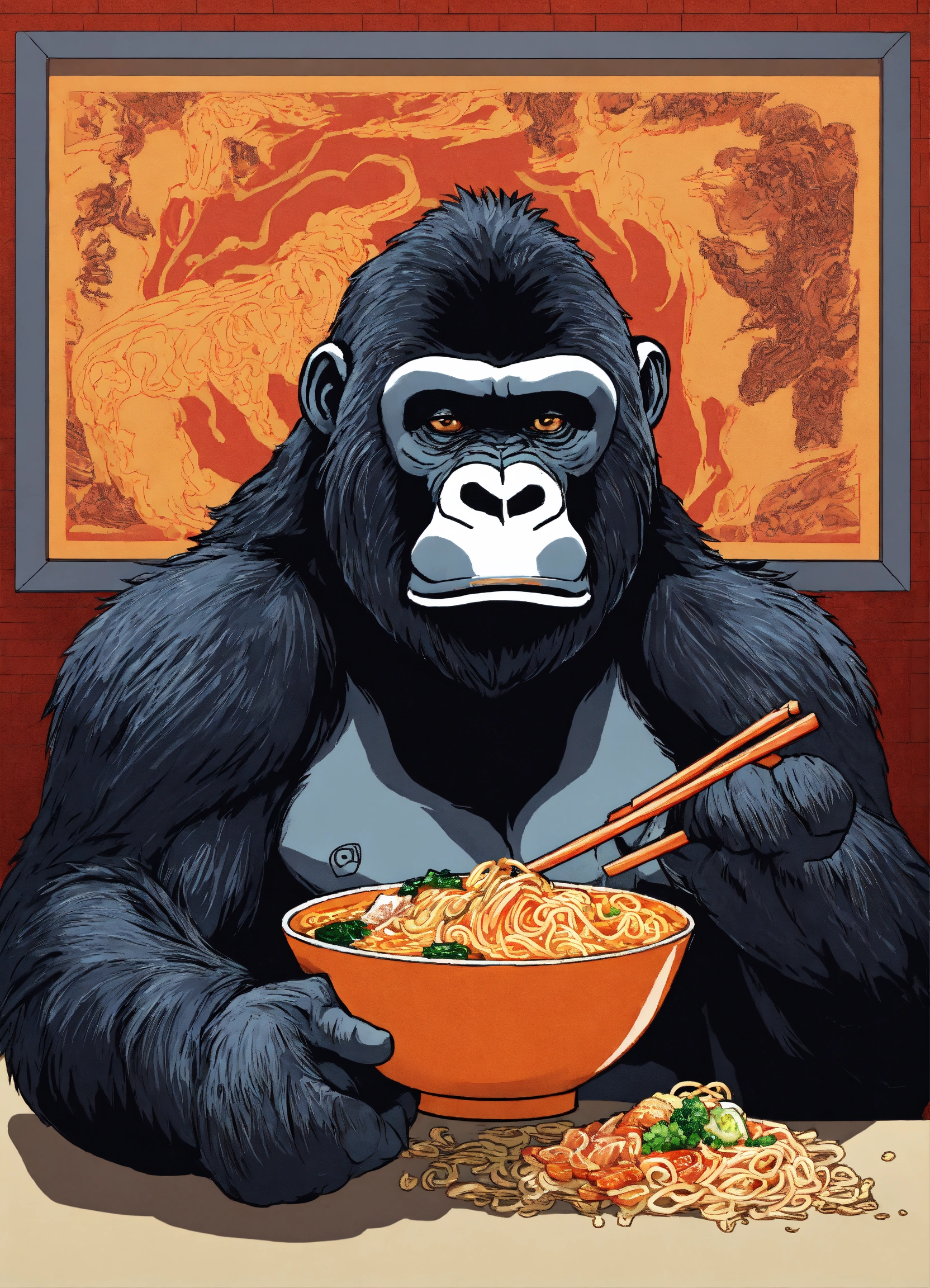 Lexica - GORILLA eating ramen
